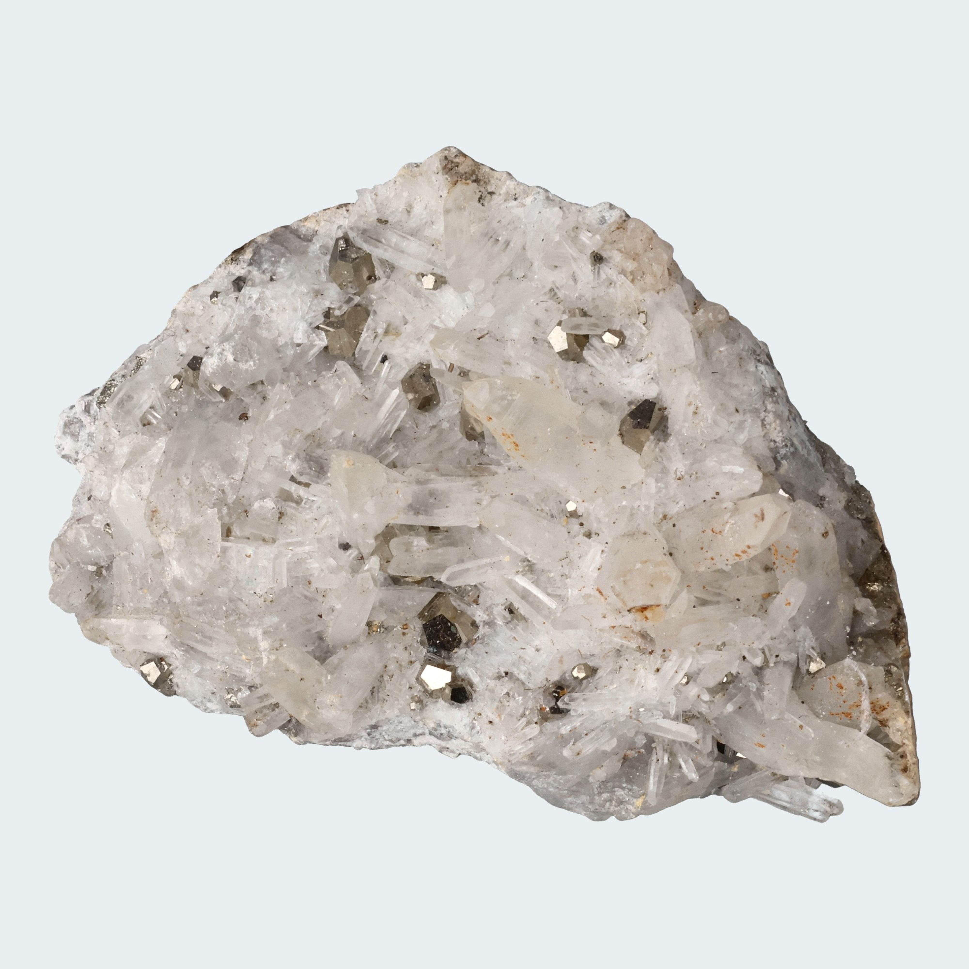 Pyrit an Bergkristall aus Indonesien (612g) – Ansicht 2