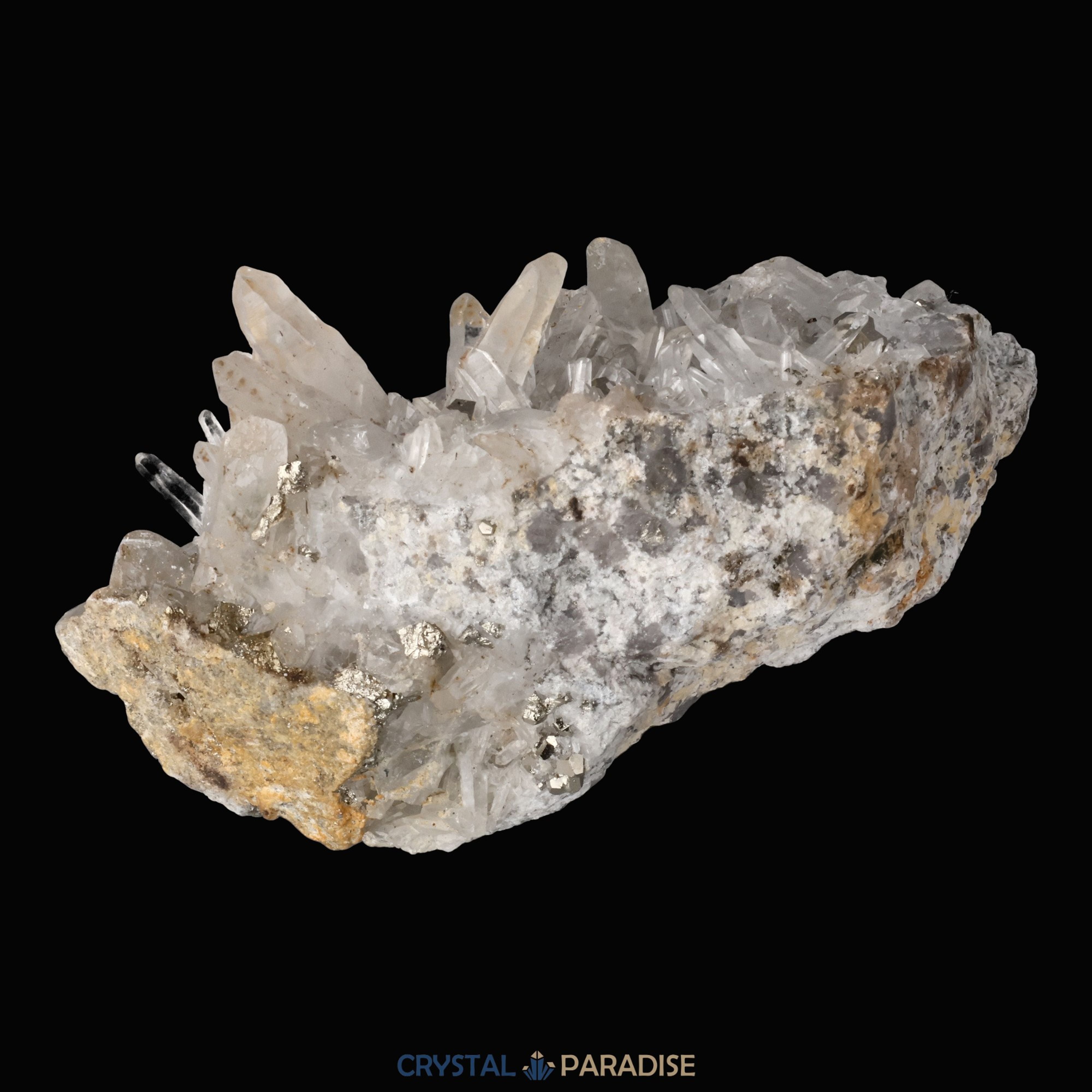 Pyrit an Bergkristall aus Indonesien (612g) – Ansicht 9
