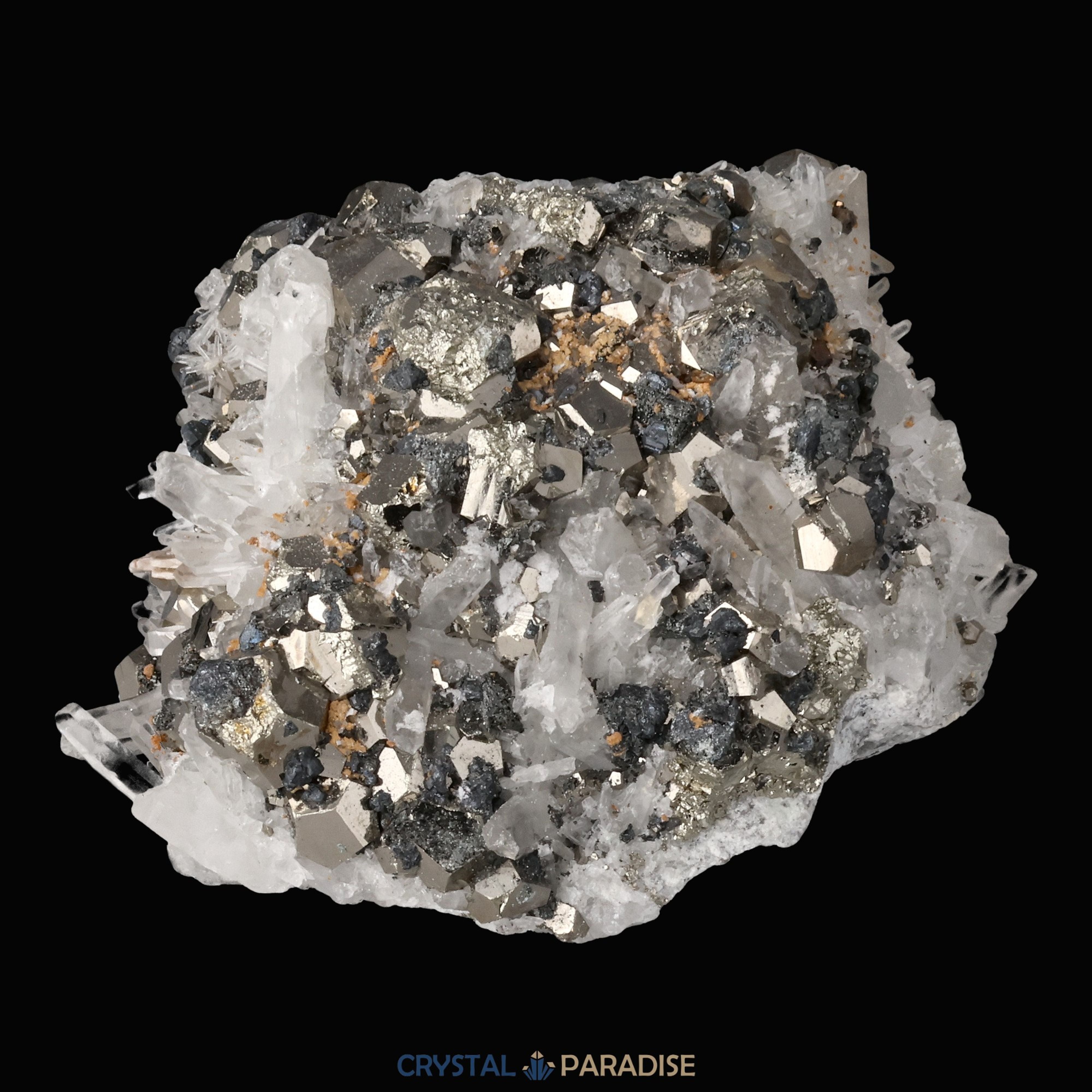 Pyrit an Bergkristall aus Indonesien (613g) – Ansicht 5