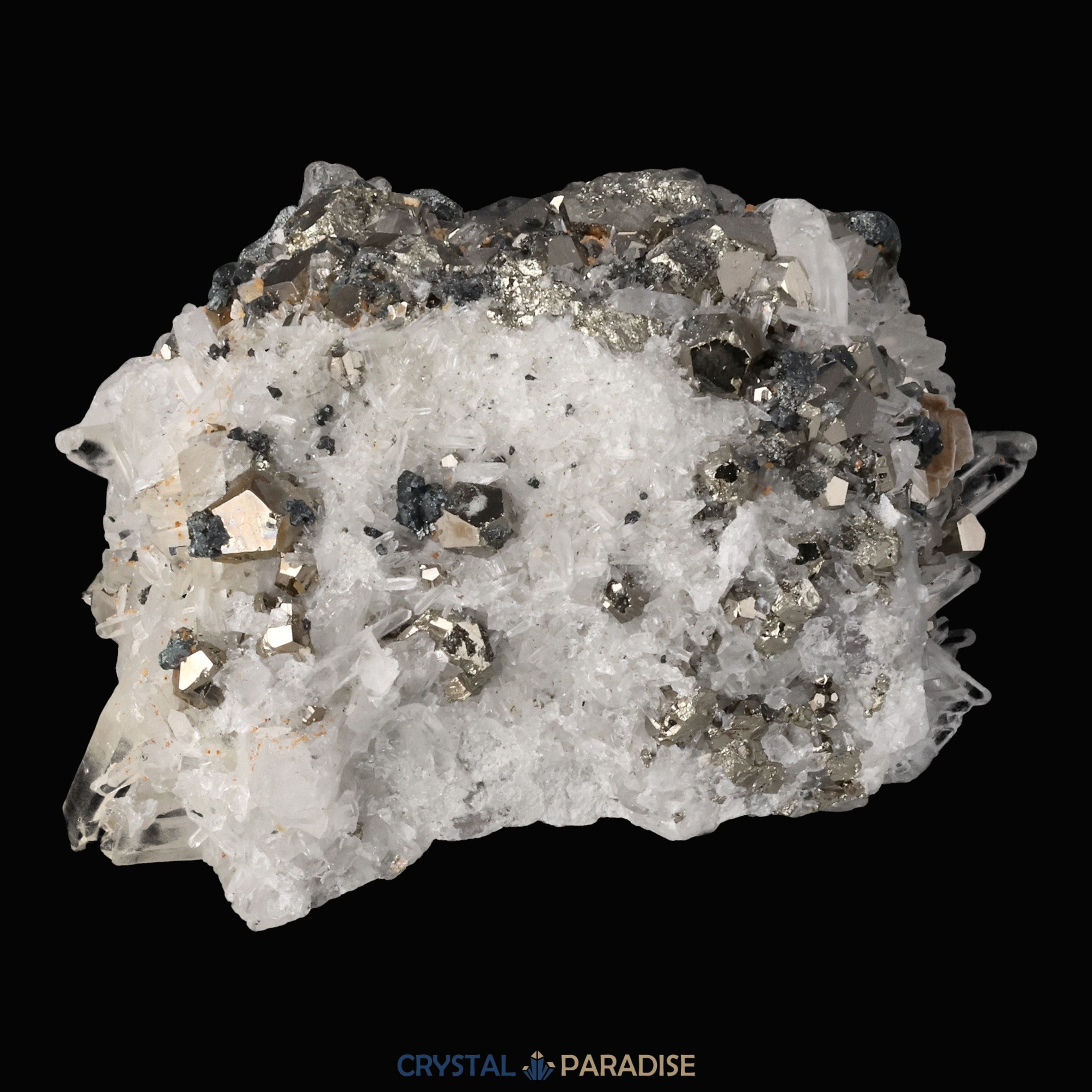 Pyrit an Bergkristall aus Indonesien (613g) – Ansicht 8