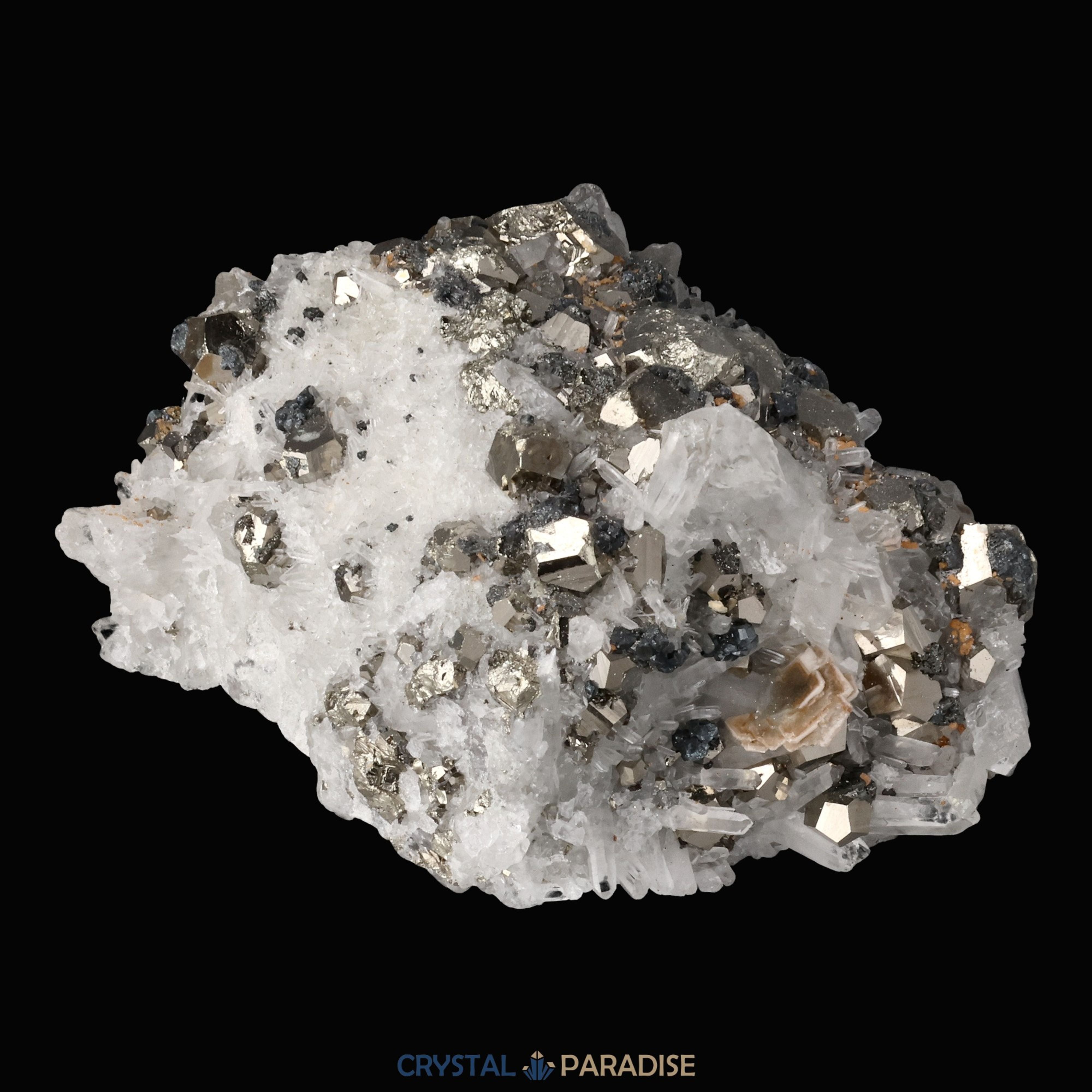 Pyrit an Bergkristall aus Indonesien (613g) – Ansicht 9