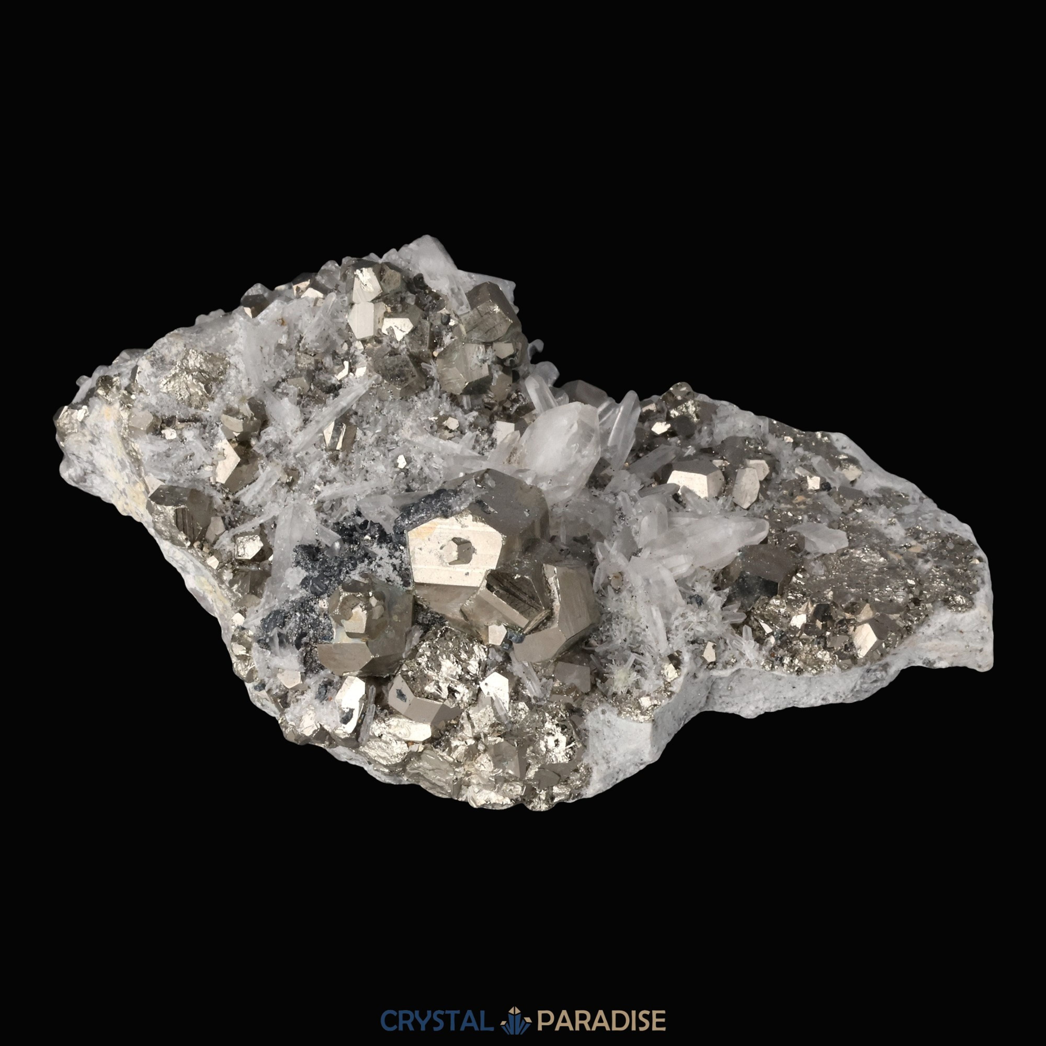 Pyrit an Bergkristall aus Indonesien (841g) – Ansicht 10