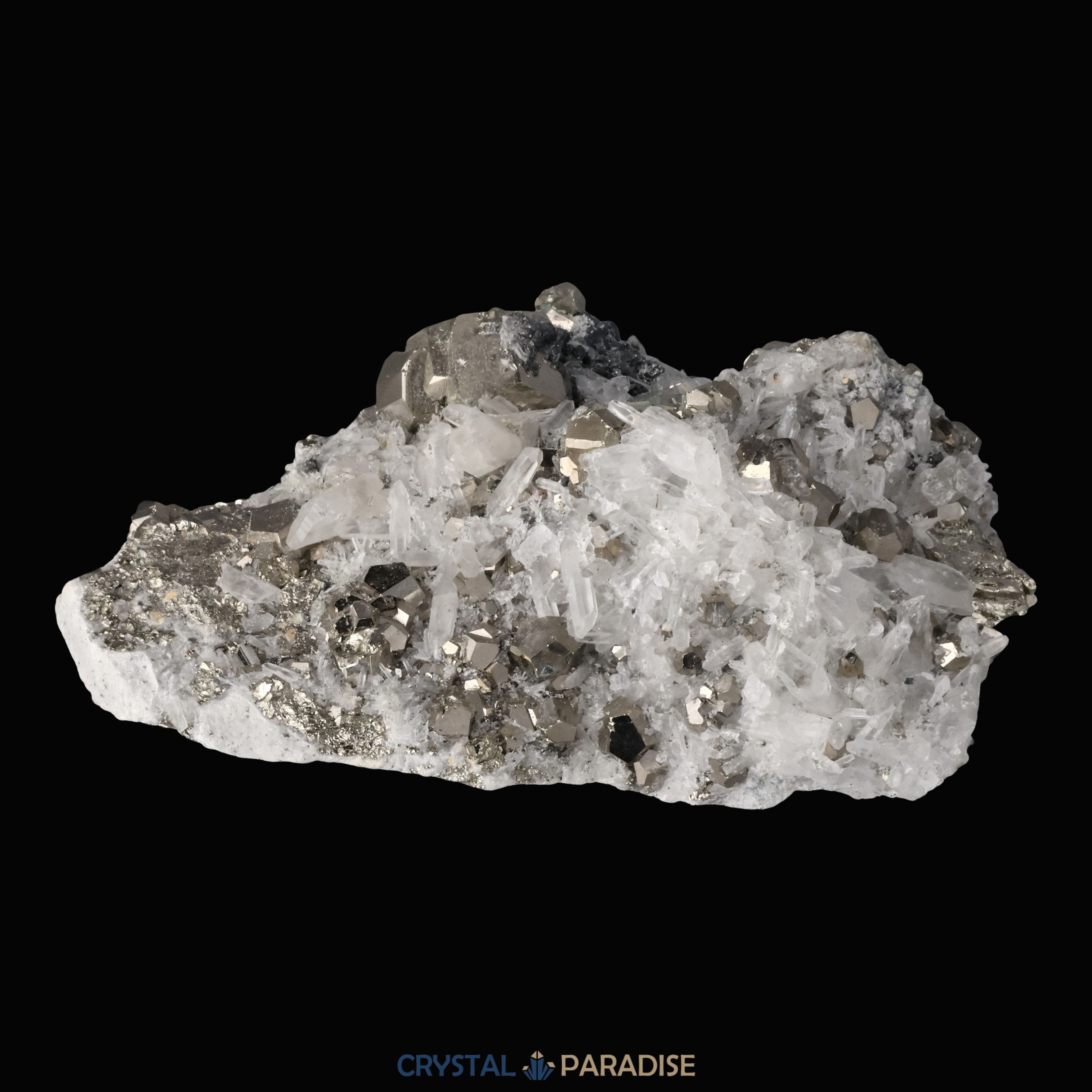 Pyrit an Bergkristall aus Indonesien (841g) – Ansicht 15