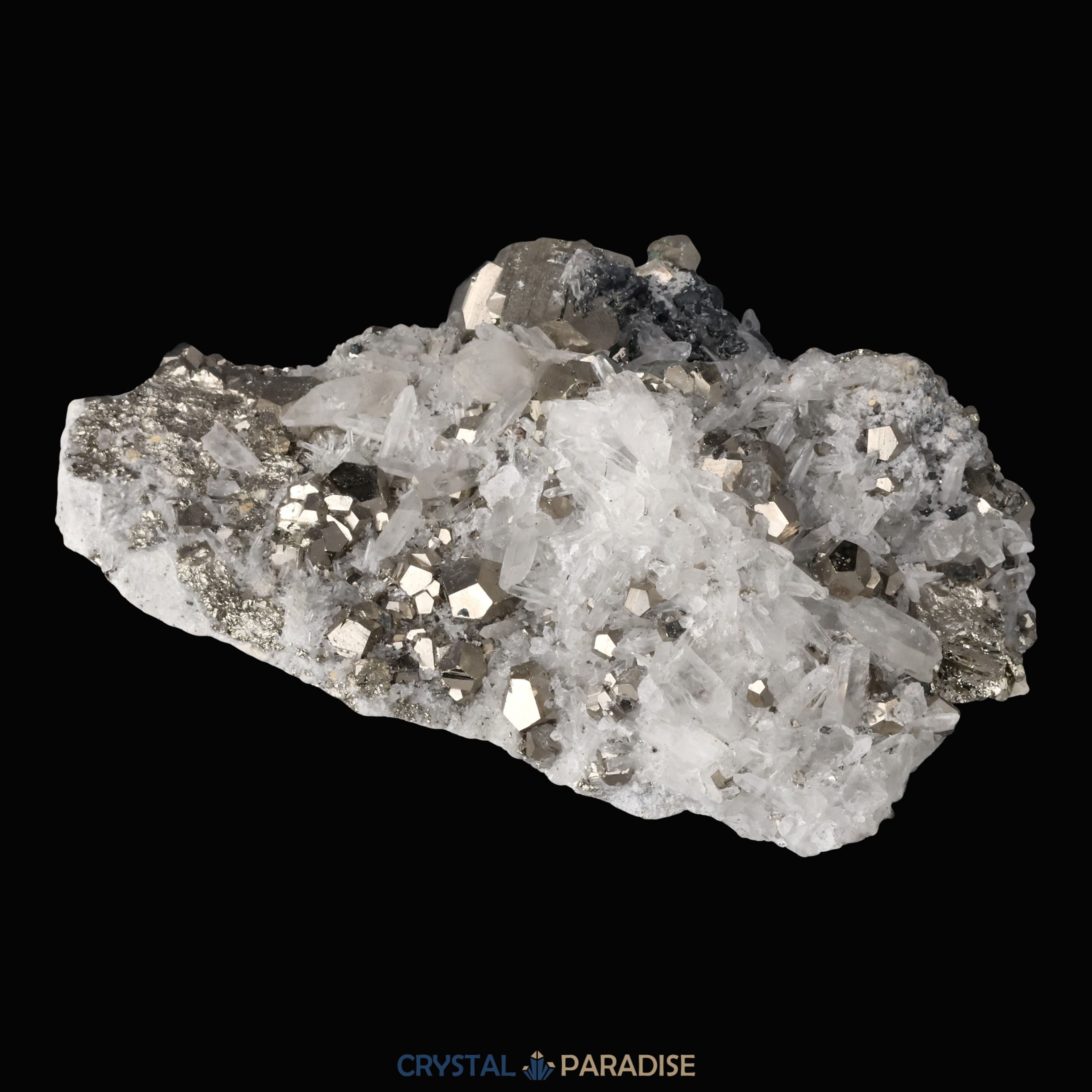Pyrit an Bergkristall aus Indonesien (841g) – Ansicht 4