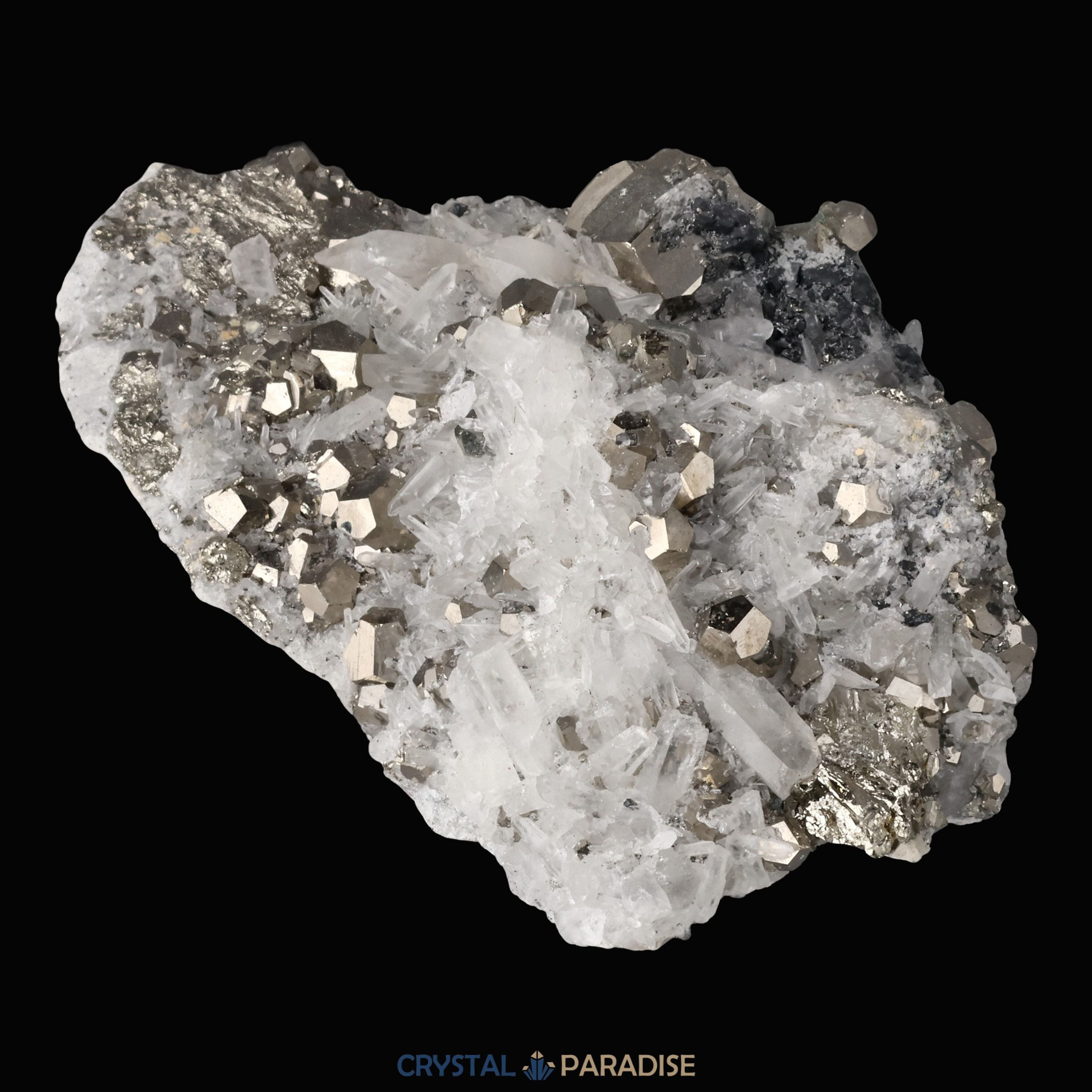 Pyrit an Bergkristall aus Indonesien (841g) – Ansicht 5