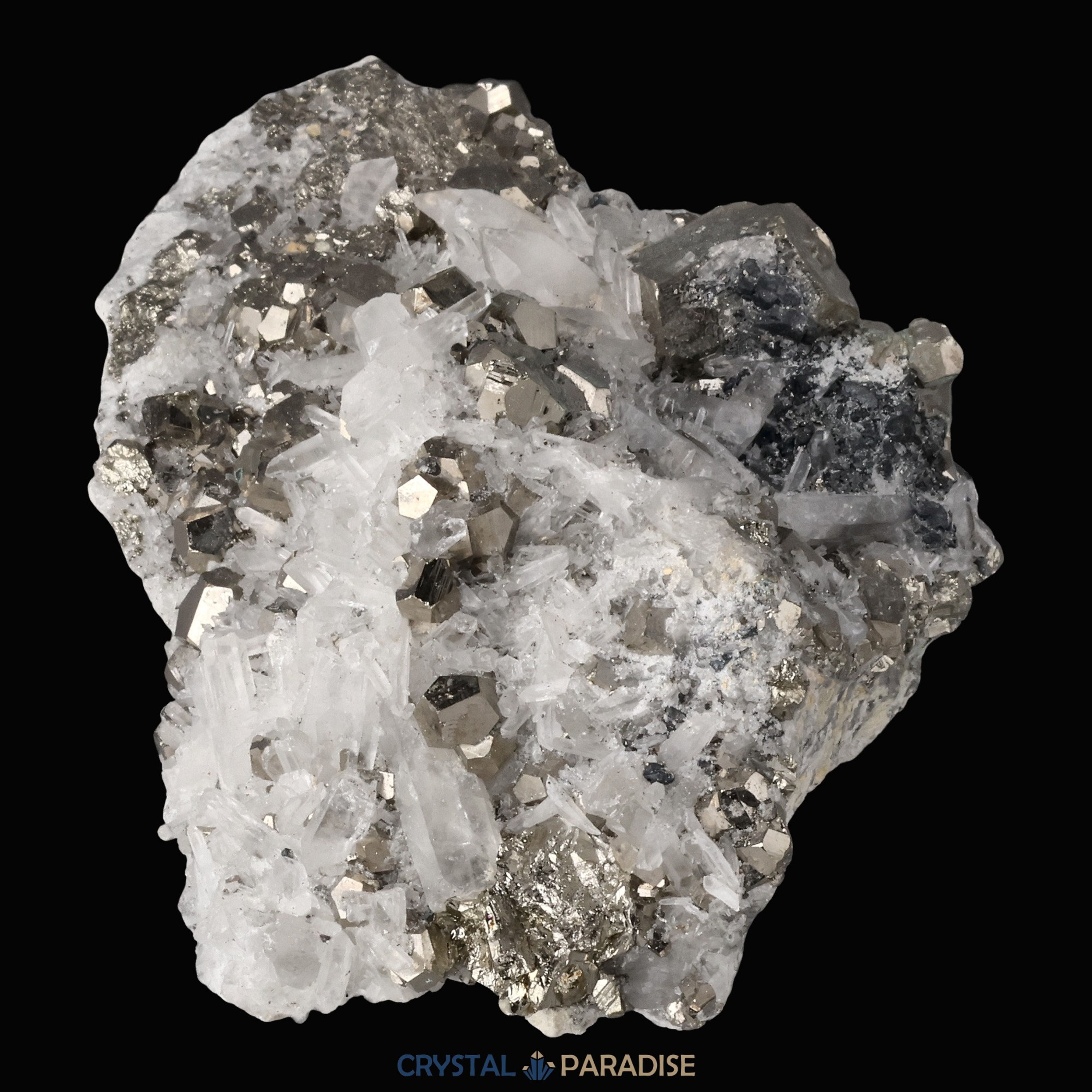 Pyrit an Bergkristall aus Indonesien (841g) – Ansicht 6