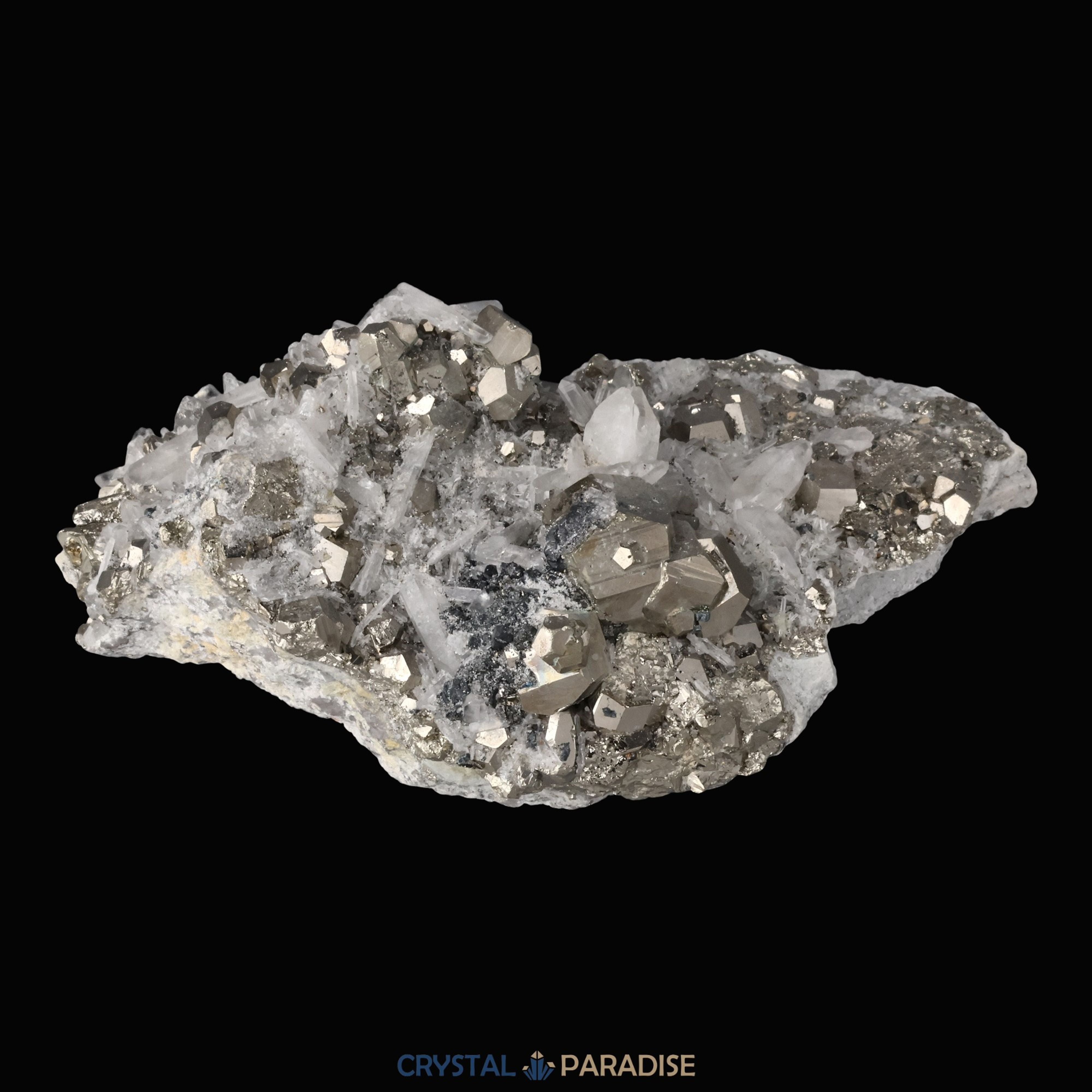 Pyrit an Bergkristall aus Indonesien (841g) – Ansicht 9