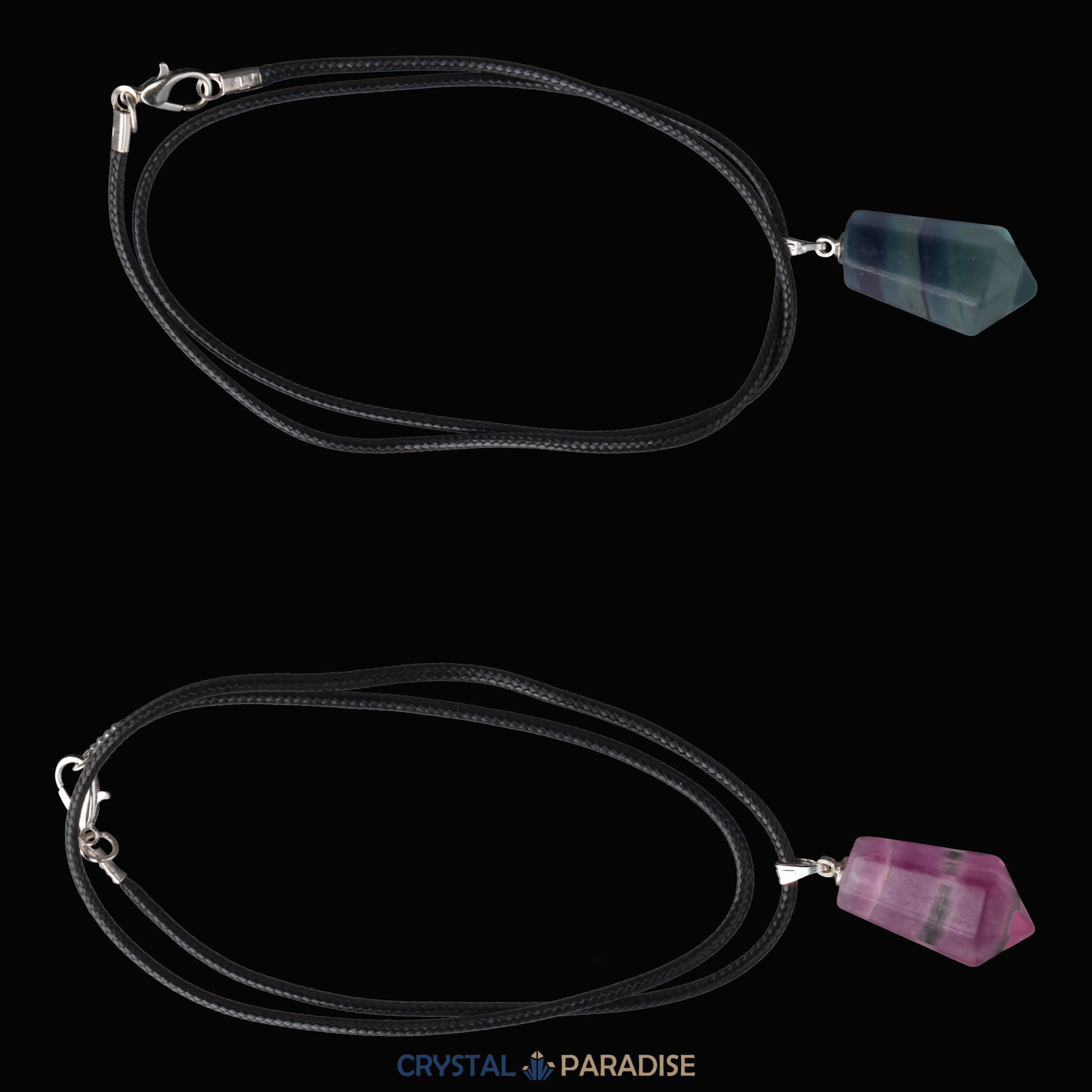 Regenbogen Fluorit Pendelanhänger mit Kette – Ansicht 10