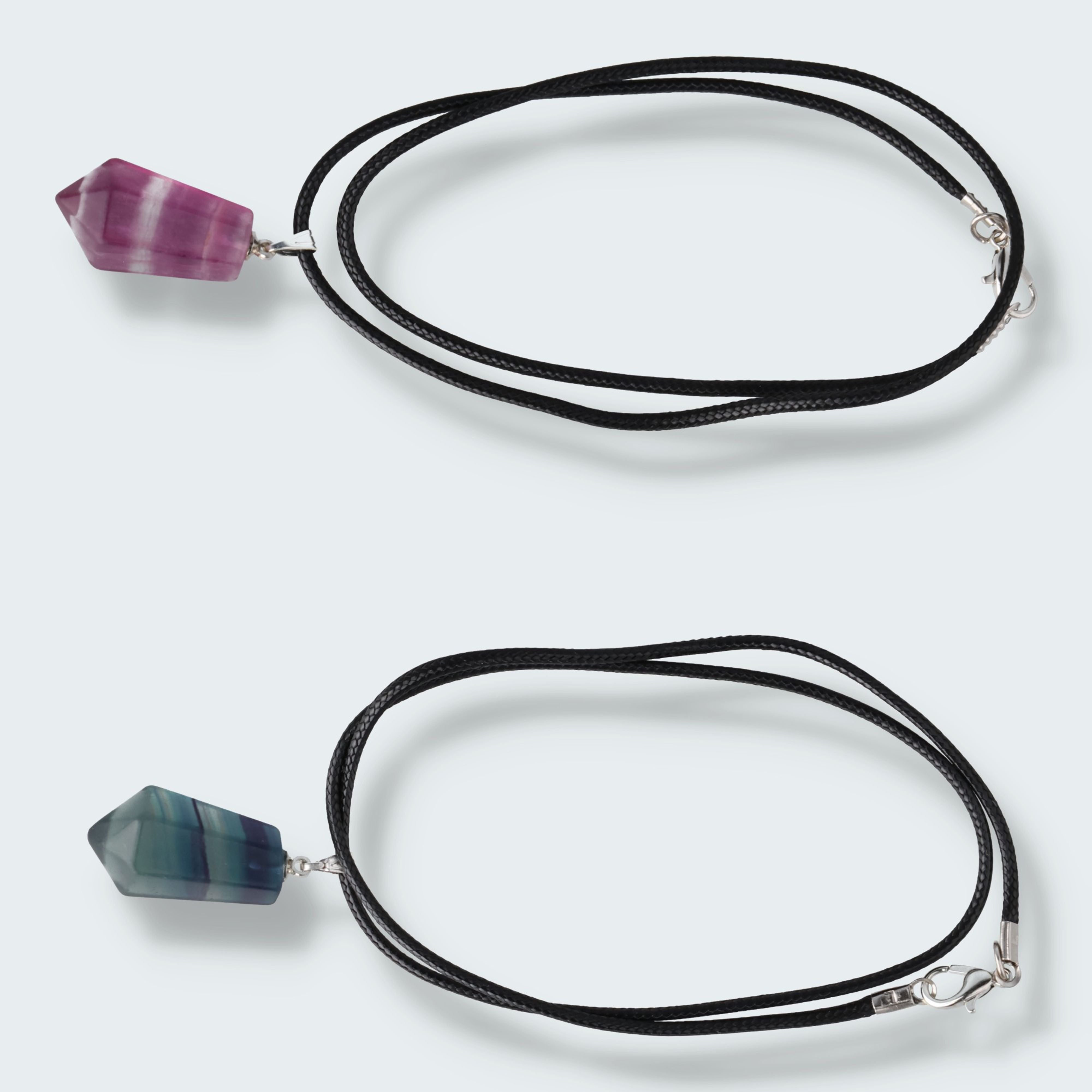 Regenbogen Fluorit Pendelanhänger mit Kette – Ansicht 4