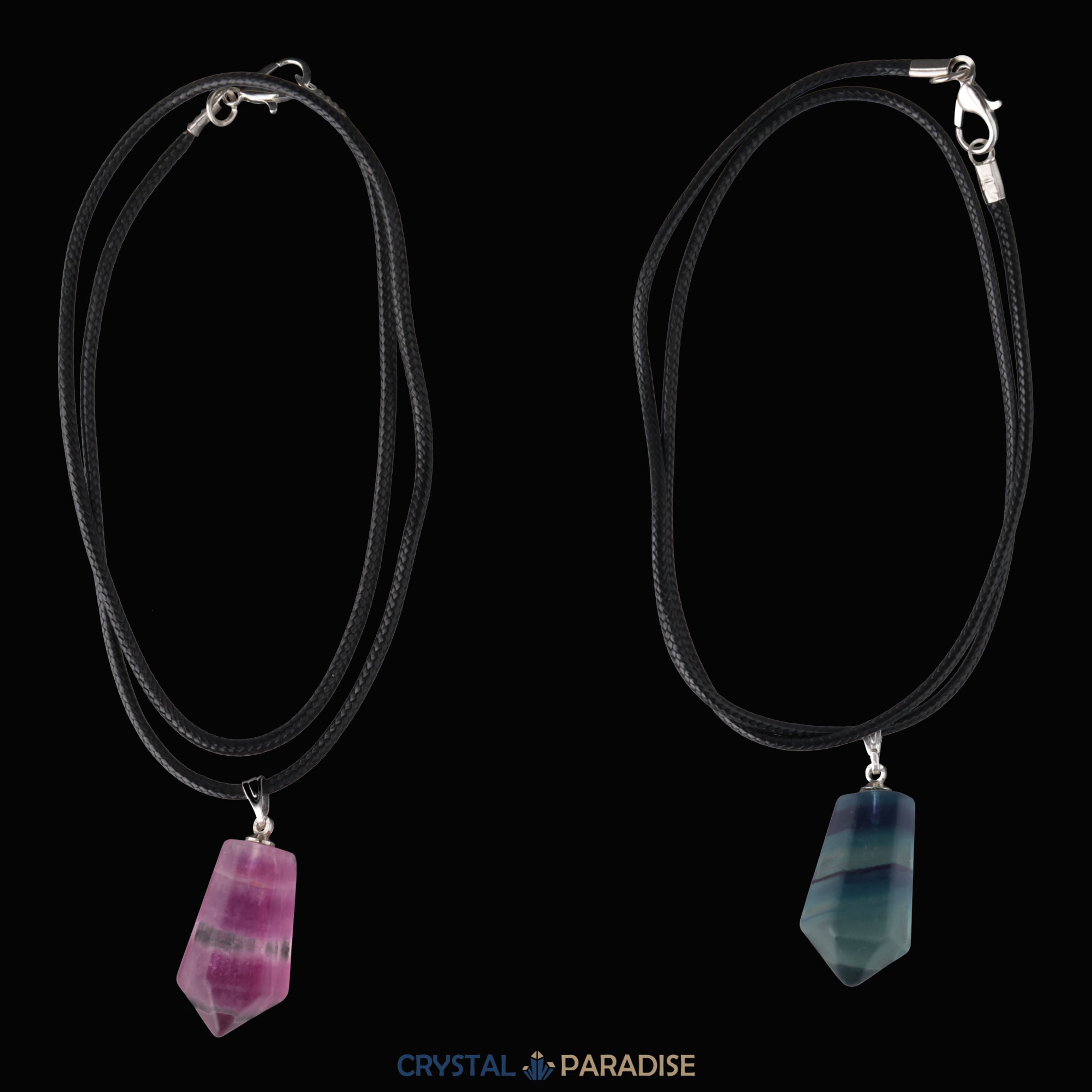 Regenbogen Fluorit Pendelanhänger mit Kette – Ansicht 5
