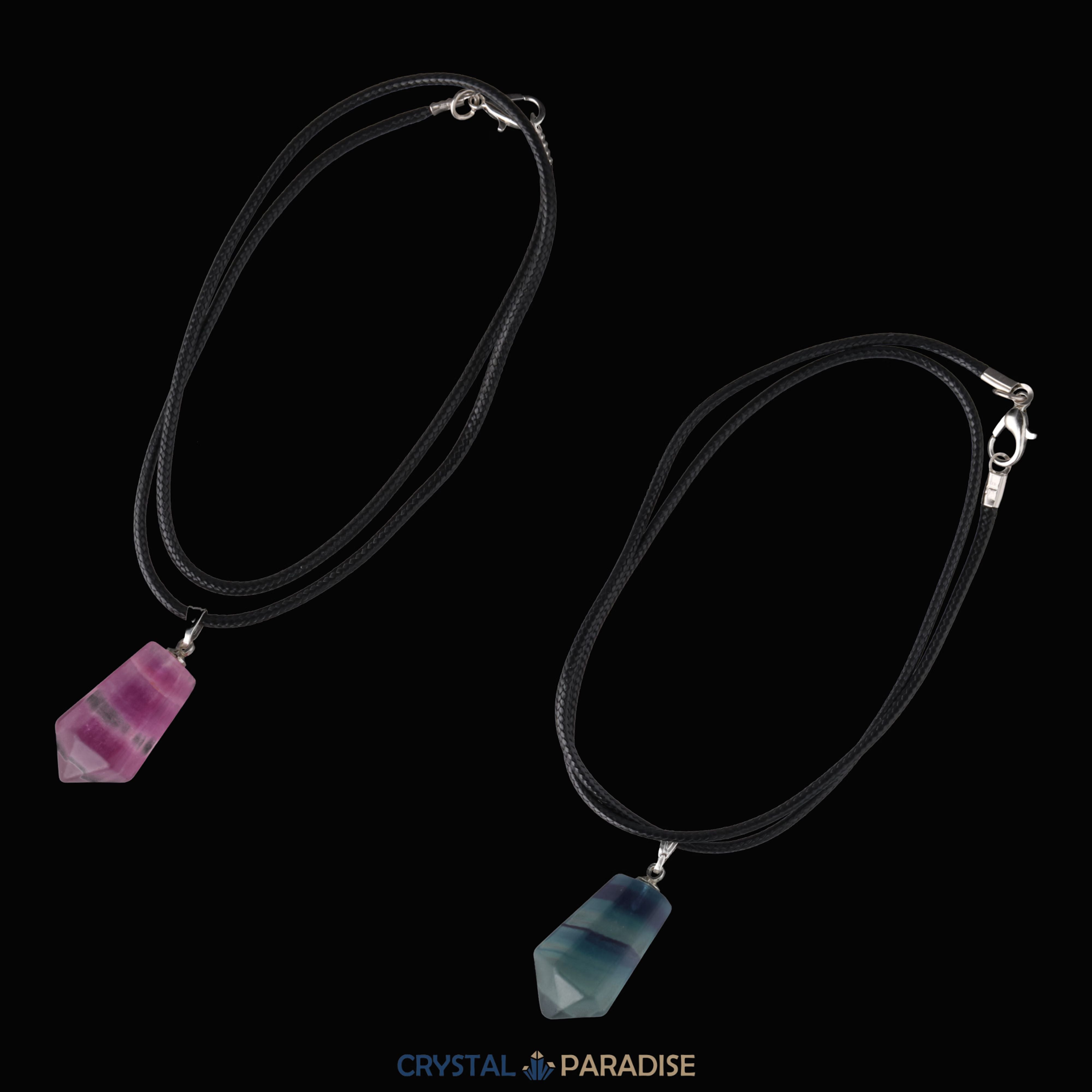Regenbogen Fluorit Pendelanhänger mit Kette – Ansicht 6
