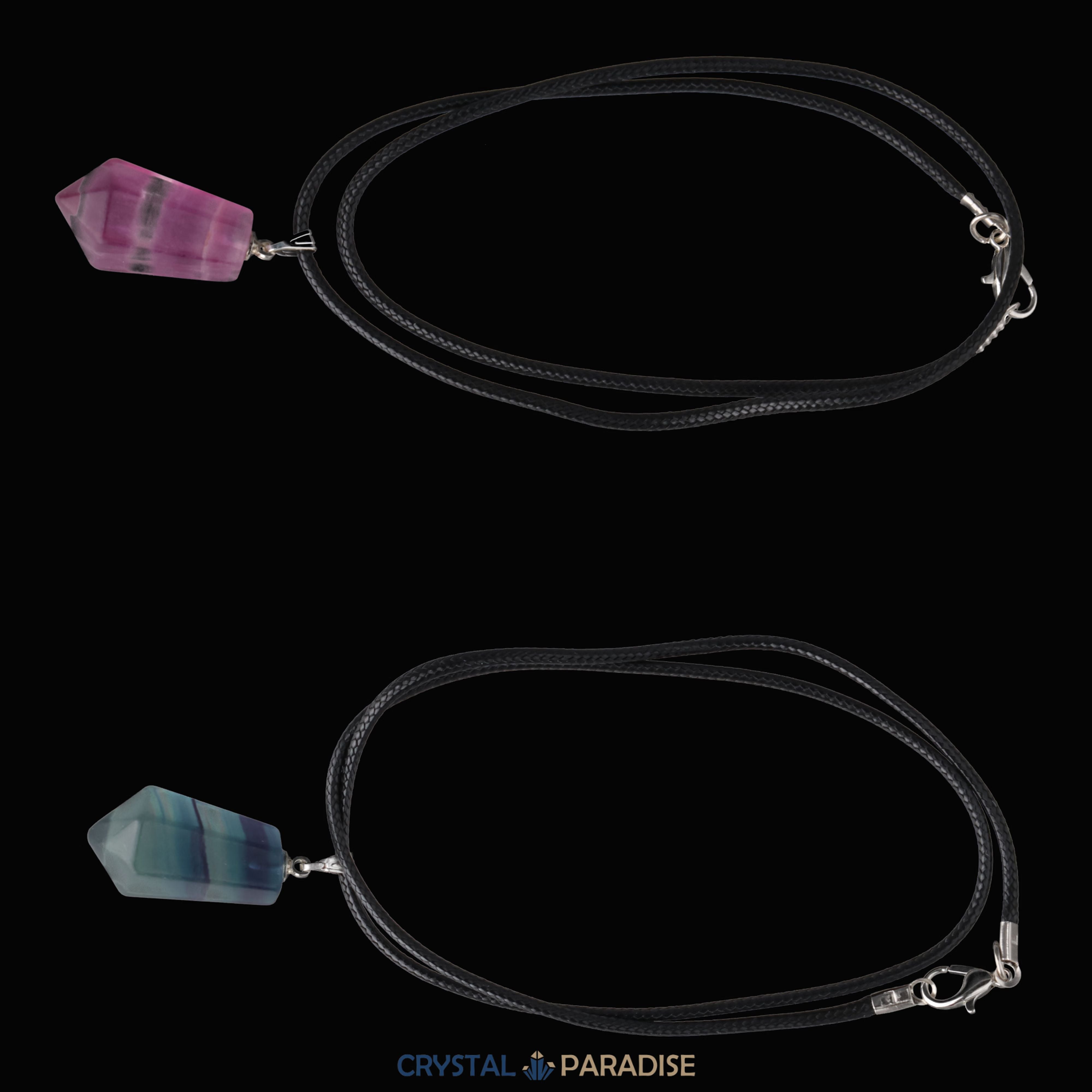Regenbogen Fluorit Pendelanhänger mit Kette – Ansicht 7