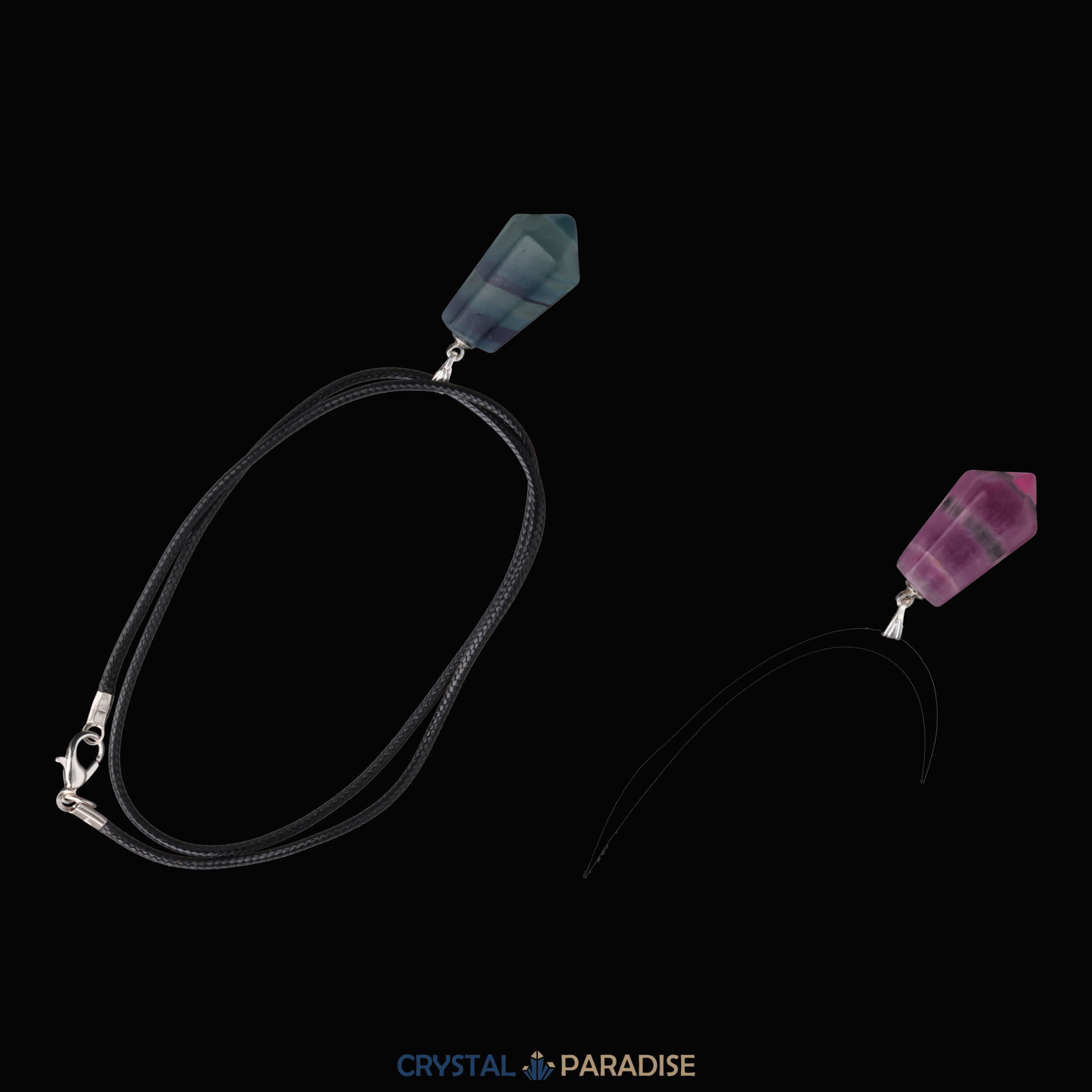 Regenbogen Fluorit Pendelanhänger mit Kette – Ansicht 9