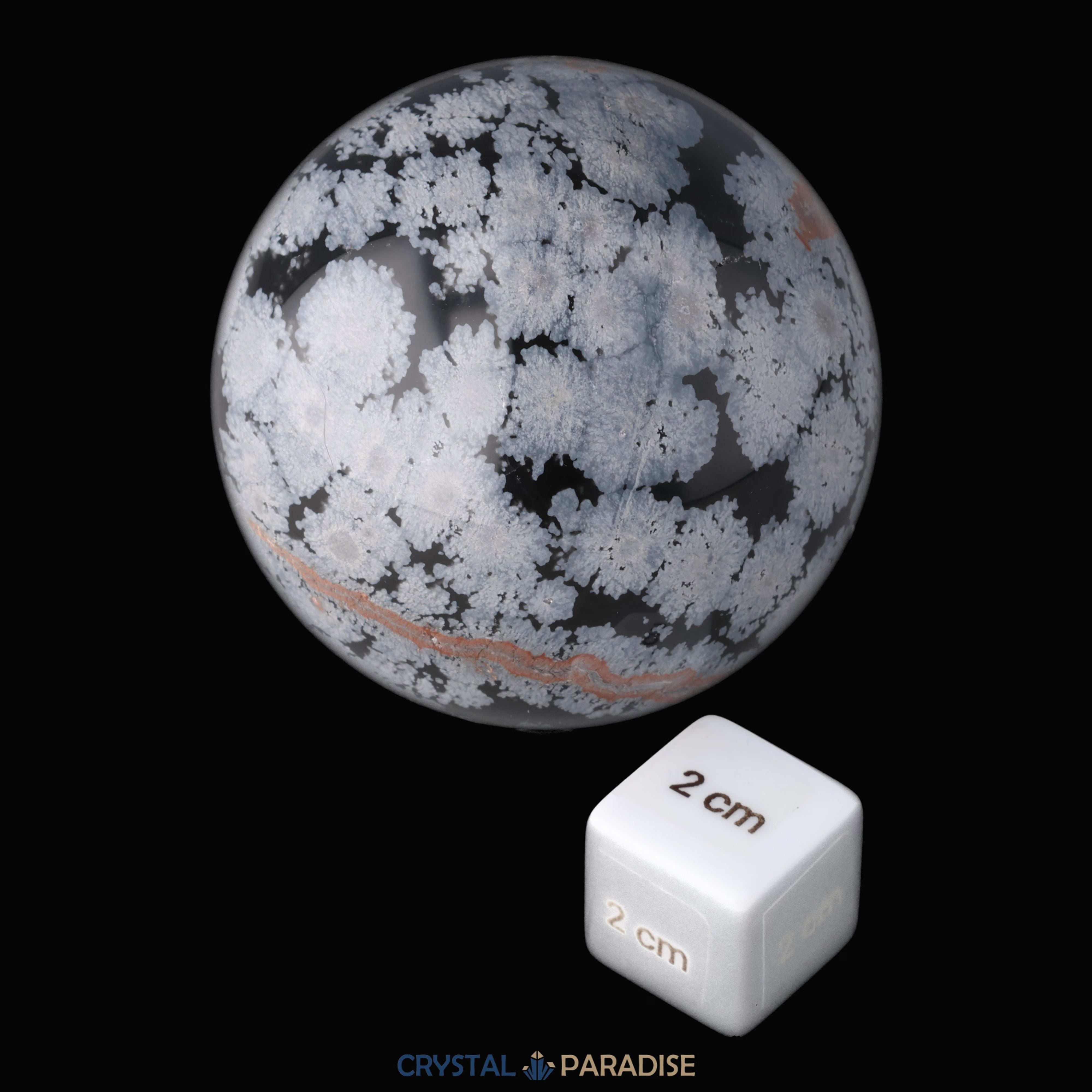 Schneeflocken Obsidian Kugel – Ansicht 2