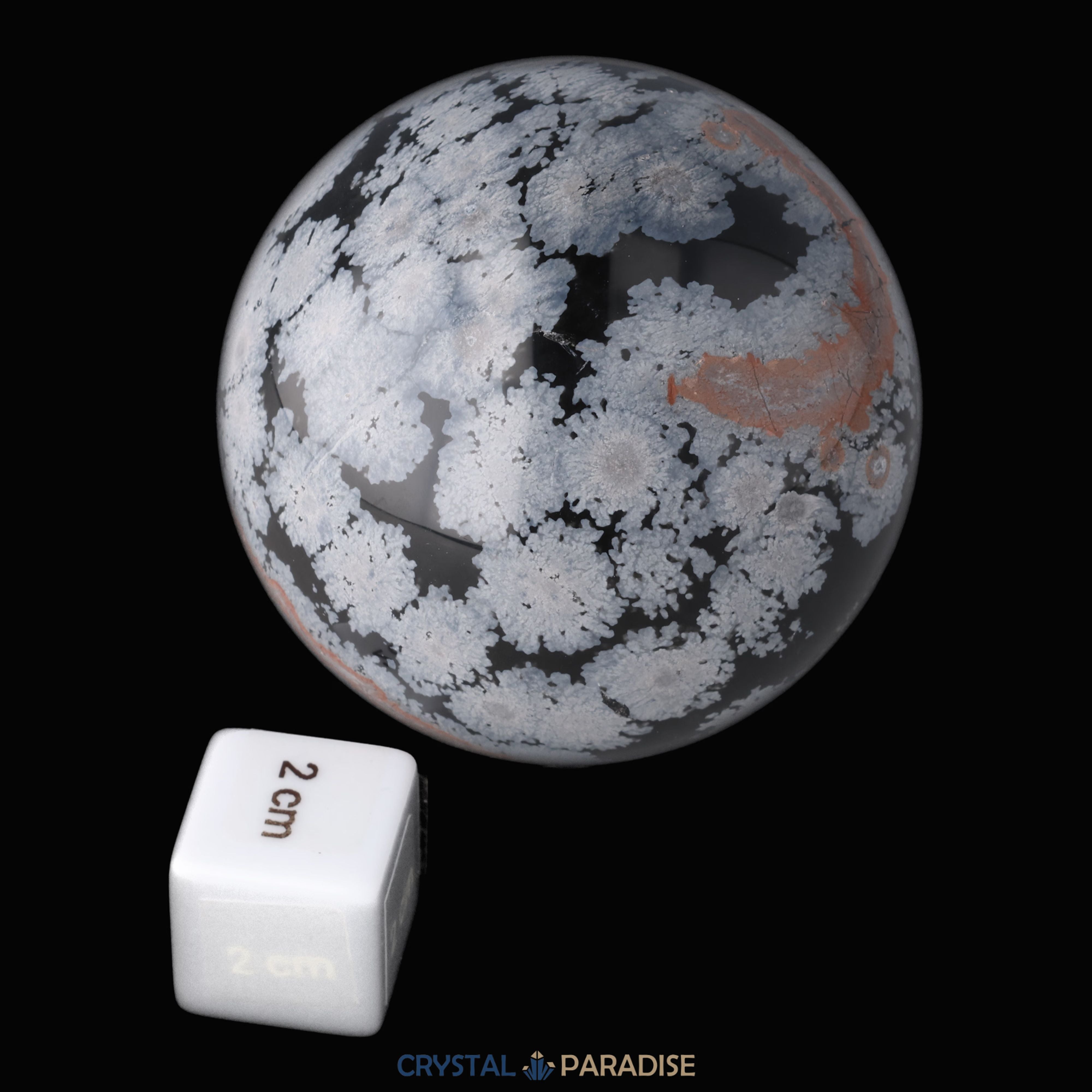 Schneeflocken Obsidian Kugel – Ansicht 3