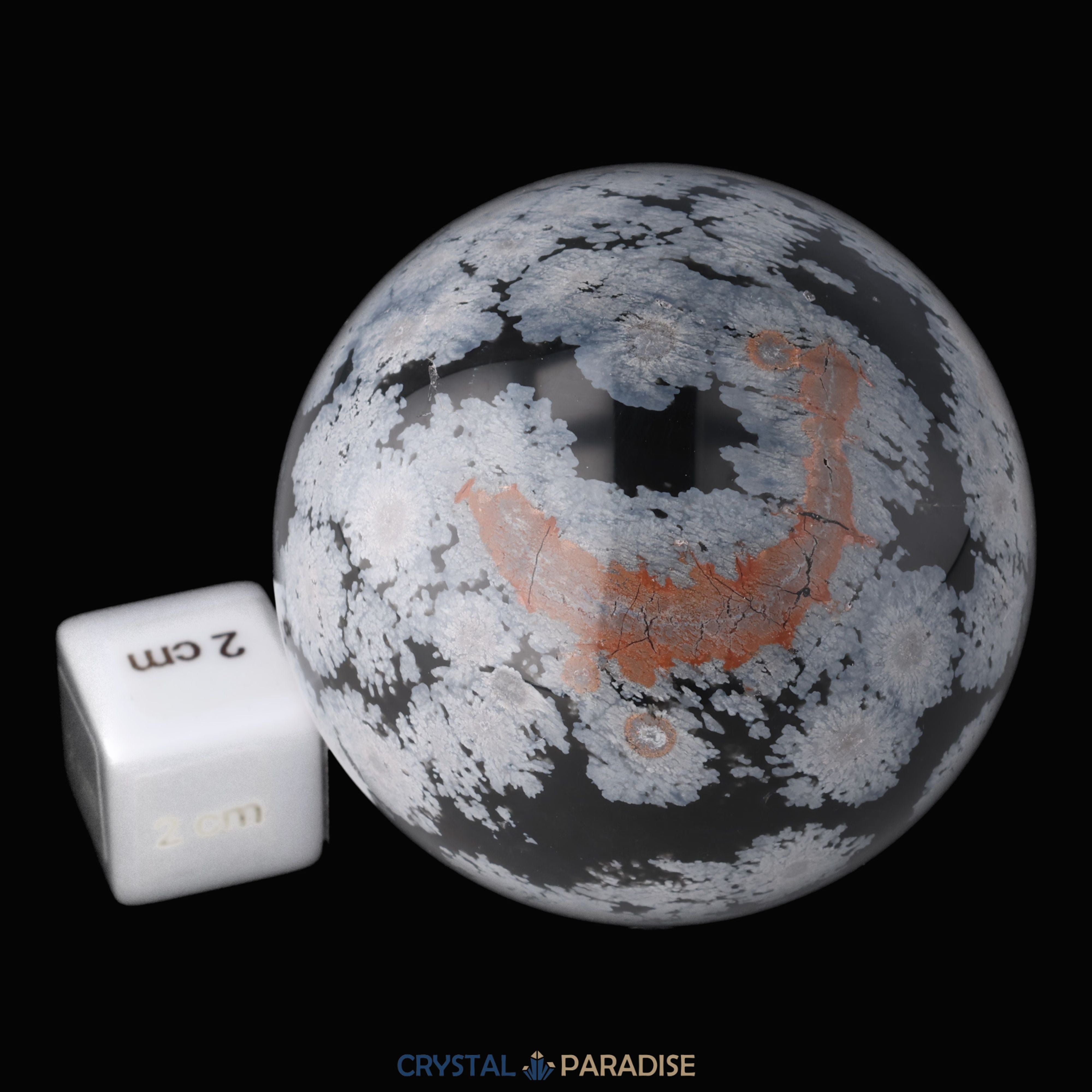 Schneeflocken Obsidian Kugel – Ansicht 4