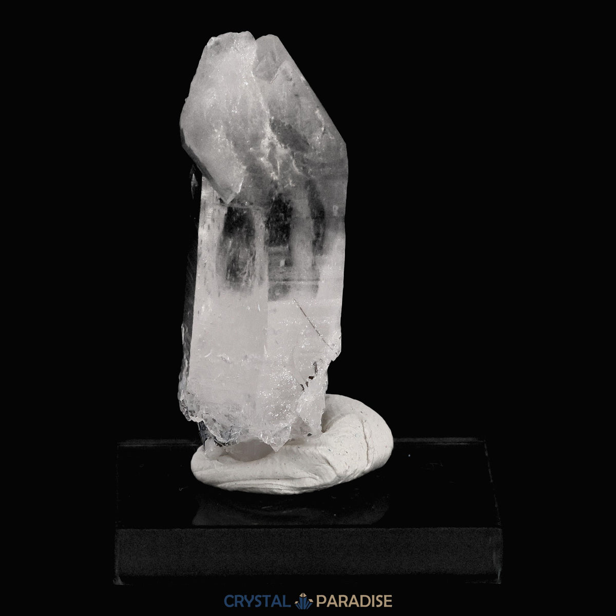 Schwarzer Schörl Turmalin an Himalaya Bergkristall (13g) – Ansicht 6