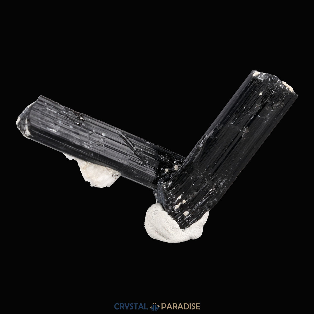 Schwarzer Schörl Turmalin an Himalaya Bergkristall (13g) - L Form – Ansicht 15