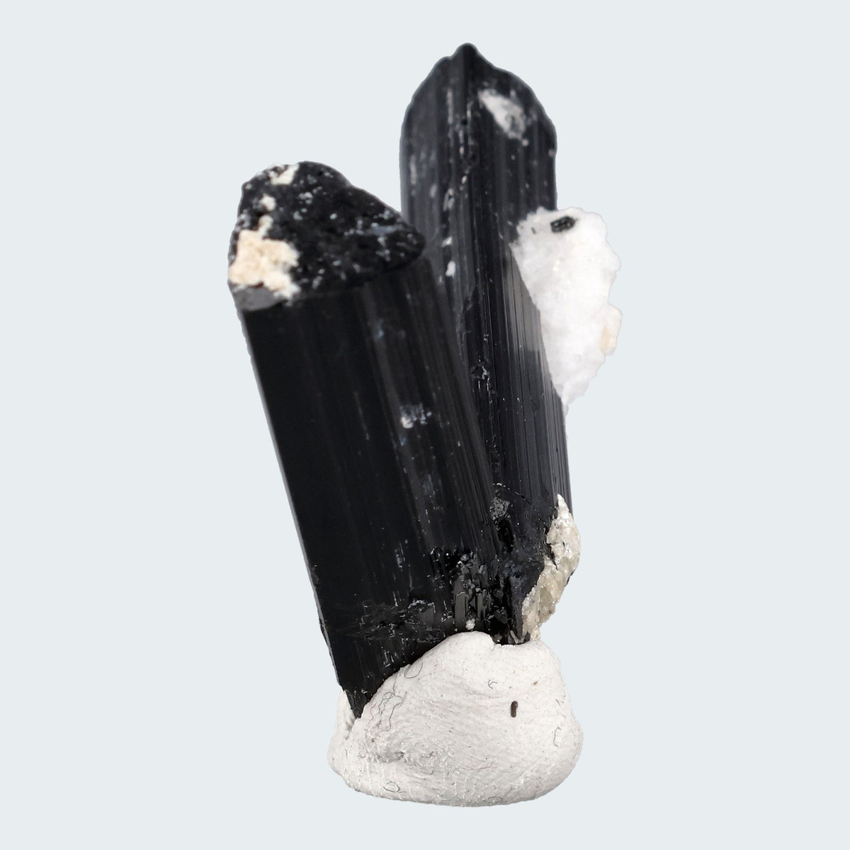 Schwarzer Schörl Turmalin an Himalaya Bergkristall (13g) - L Form – Ansicht 3