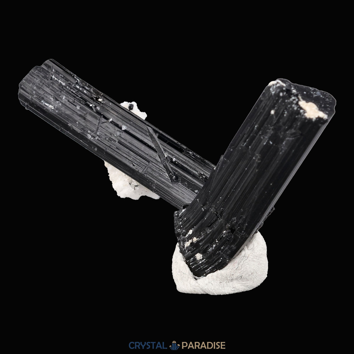 Schwarzer Schörl Turmalin an Himalaya Bergkristall (13g) - L Form – Ansicht 5