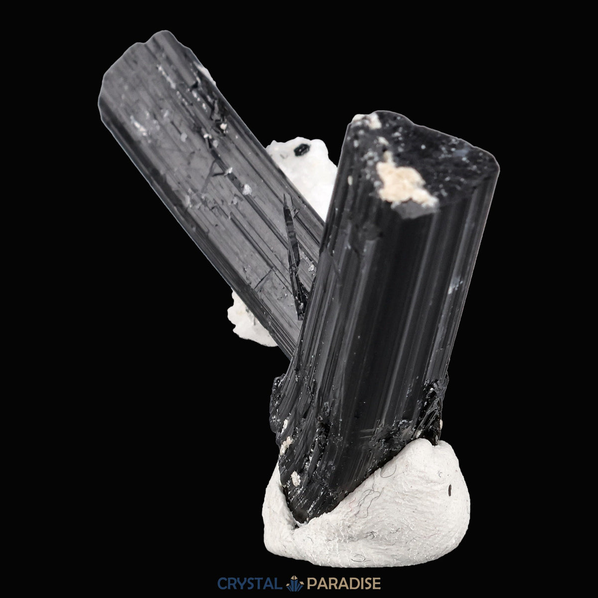Schwarzer Schörl Turmalin an Himalaya Bergkristall (13g) - L Form – Ansicht 6