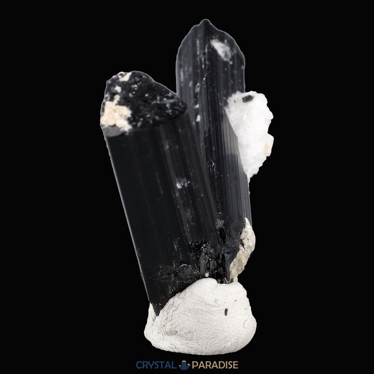 Schwarzer Schörl Turmalin an Himalaya Bergkristall (13g) - L Form – Ansicht 7
