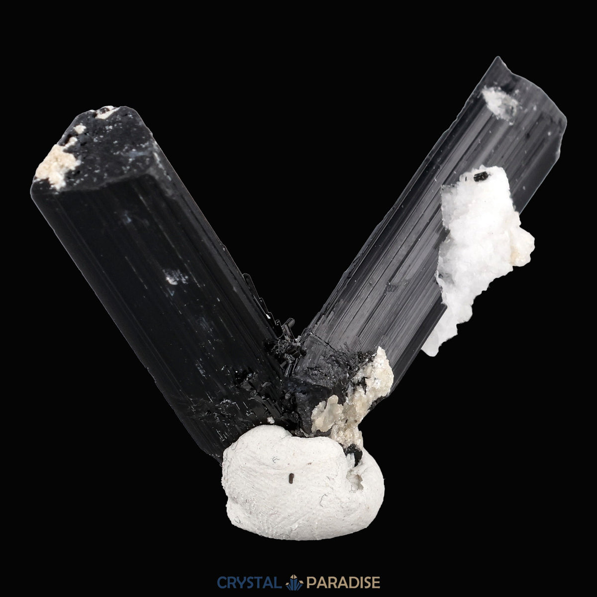 Schwarzer Schörl Turmalin an Himalaya Bergkristall (13g) - L Form – Ansicht 8