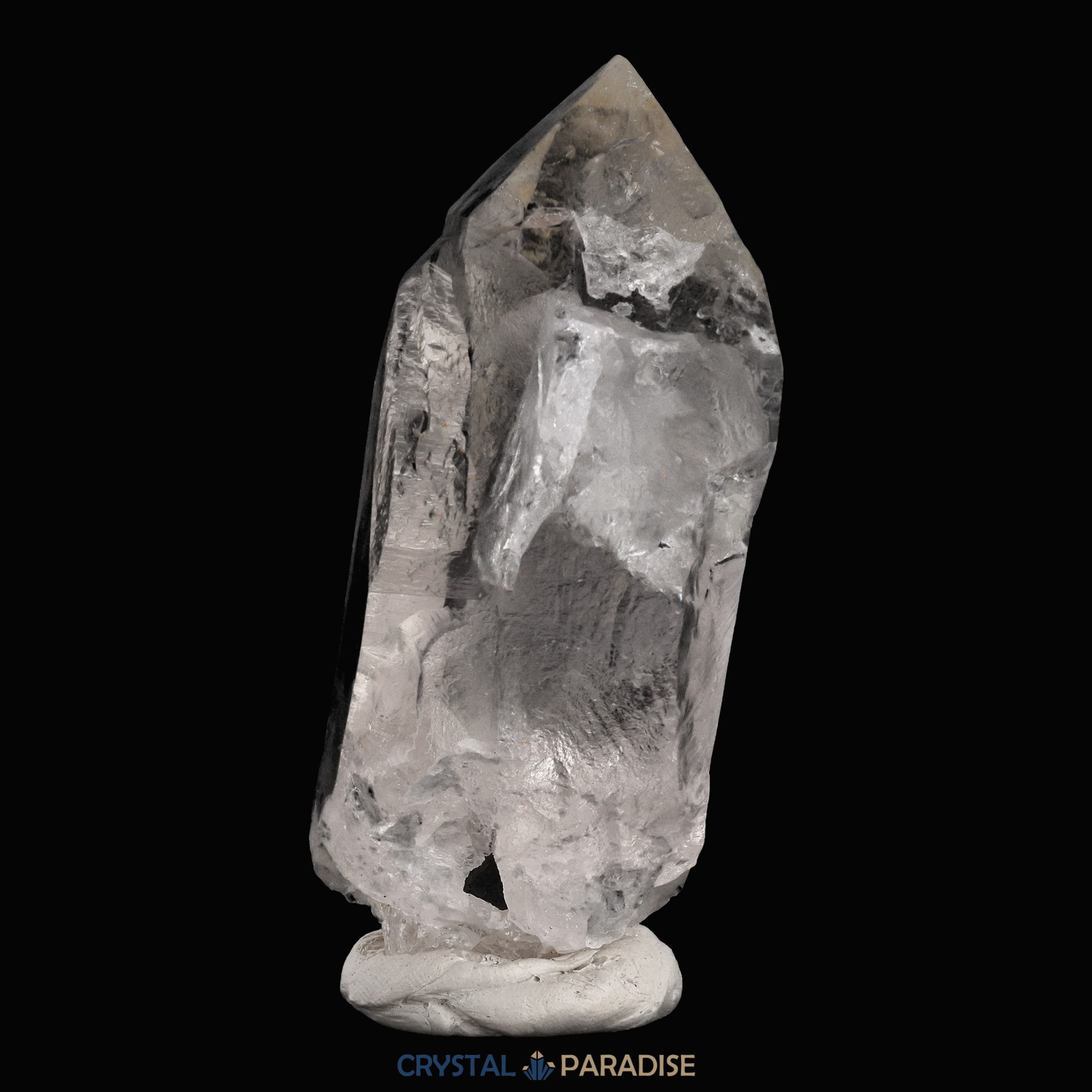 Schwarzer Schörl Turmalin an Himalaya Bergkristall (189g) – Ansicht 4