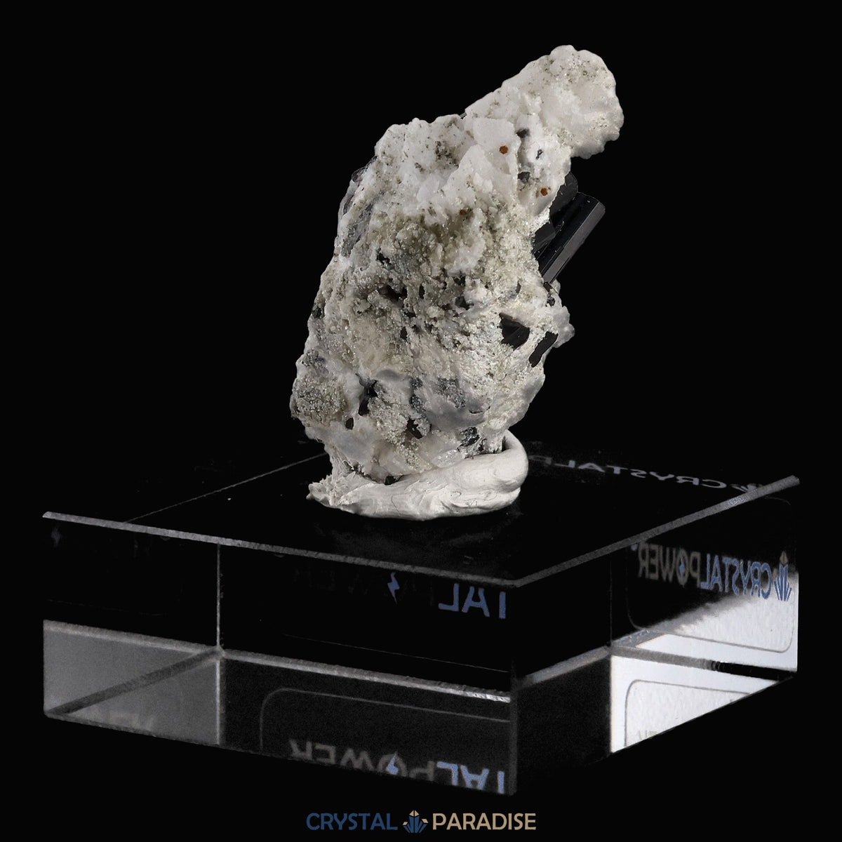 Schwarzer Schörl Turmalin an Himalaya Bergkristall (23g) – Ansicht 8