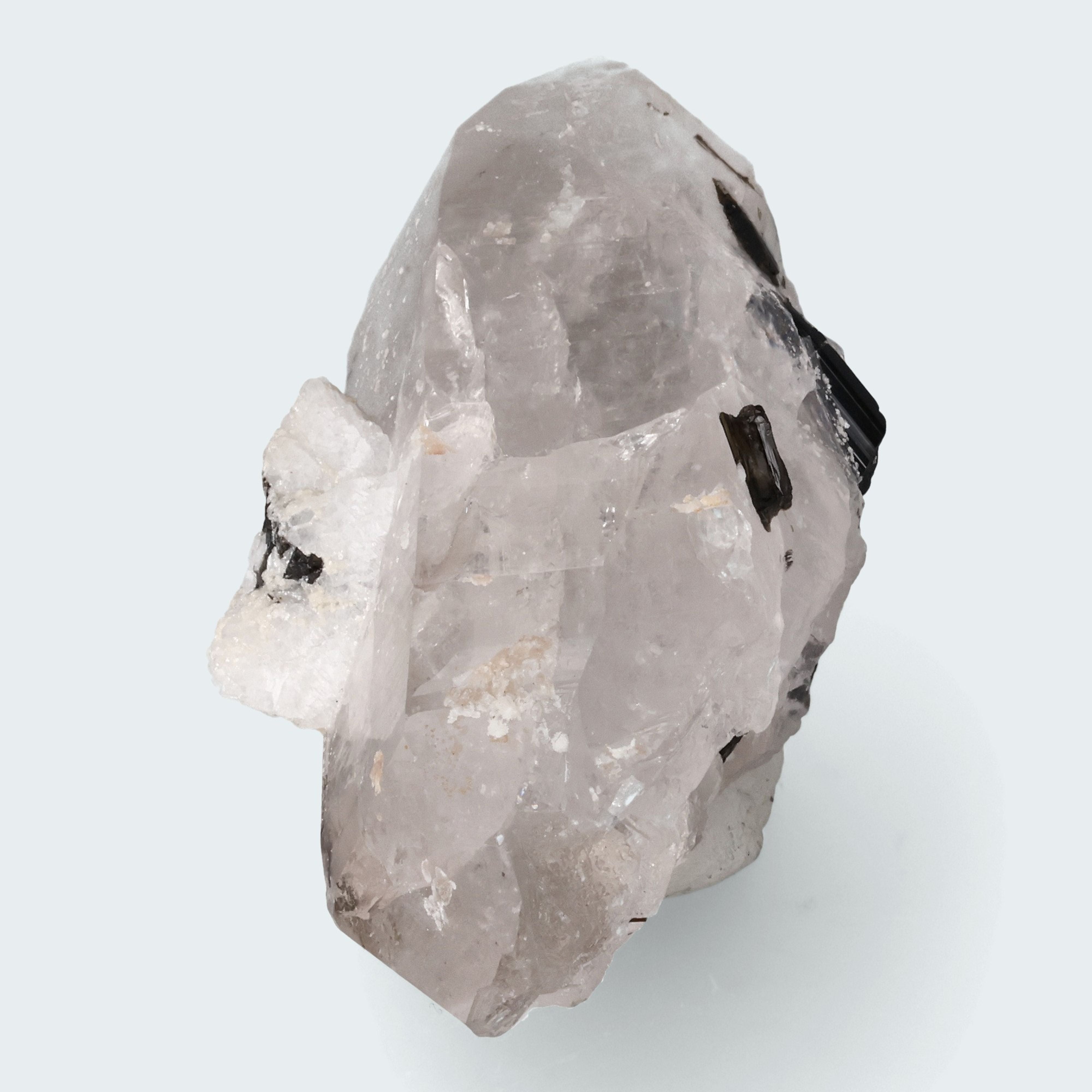 Schwarzer Schörl Turmalin an Himalaya Bergkristall (57g) – Ansicht 2