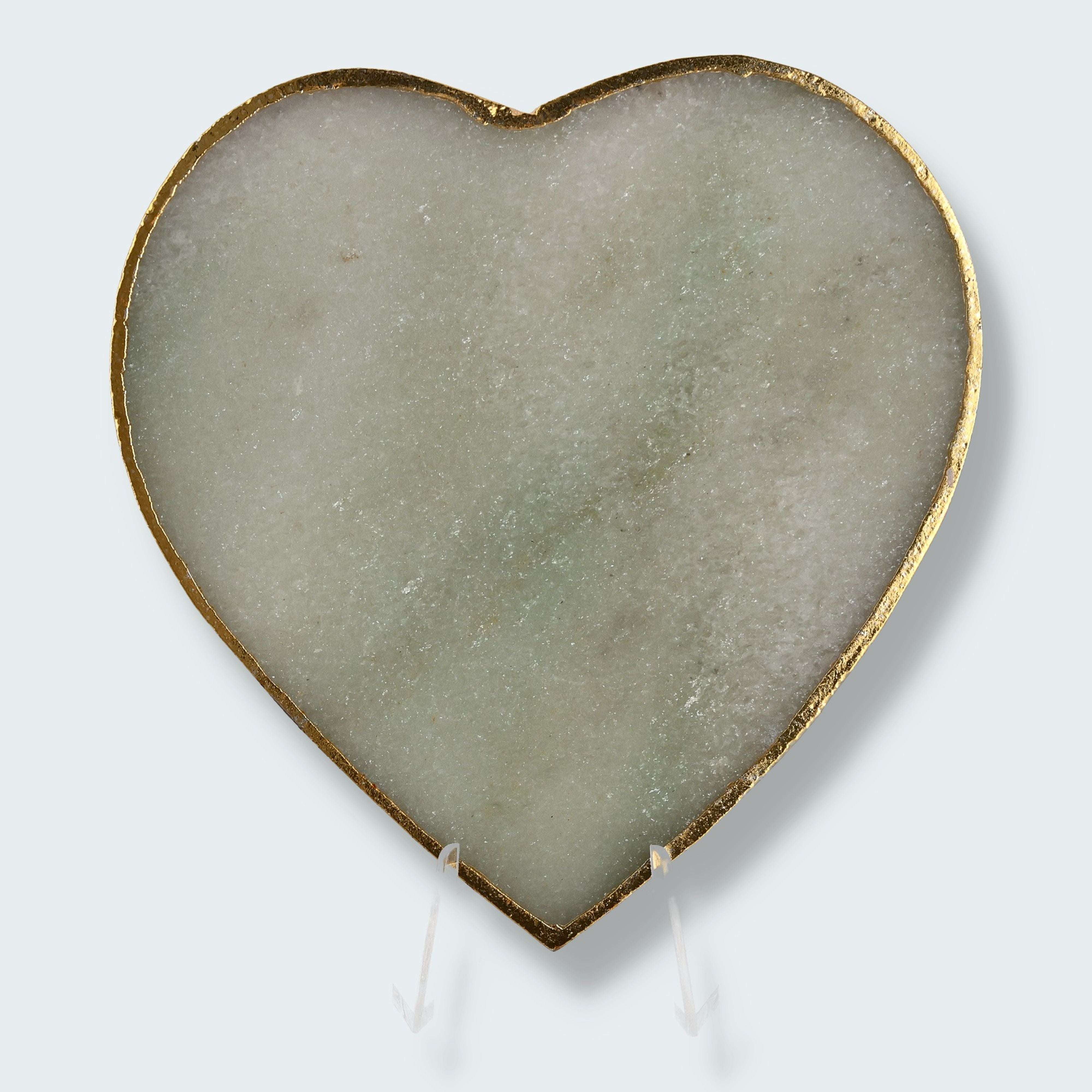 Aventurin-Scheibe mit Goldrand in Herzform