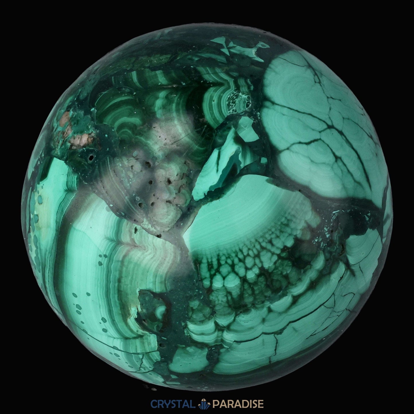 Malachit Kugel aus dem Kongo - crystal paradise