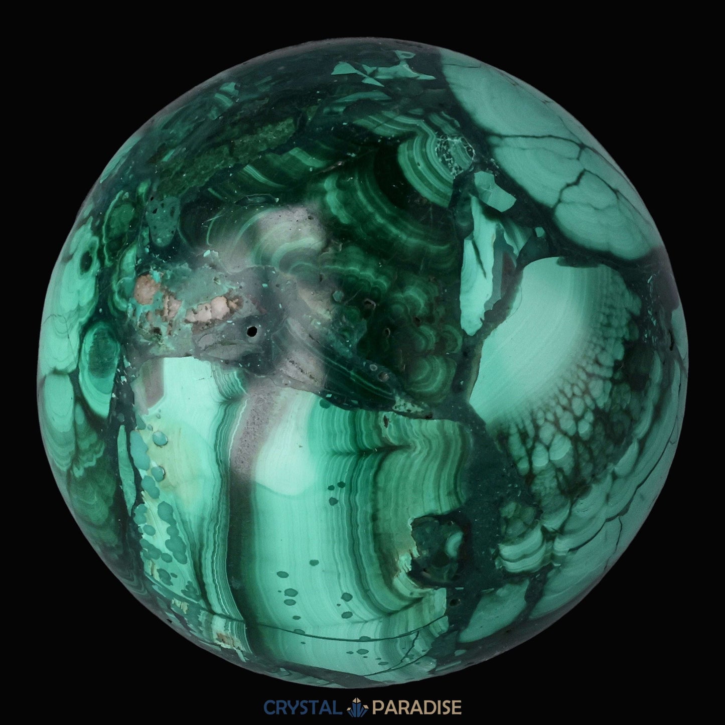 Malachit Kugel aus dem Kongo - crystal paradise