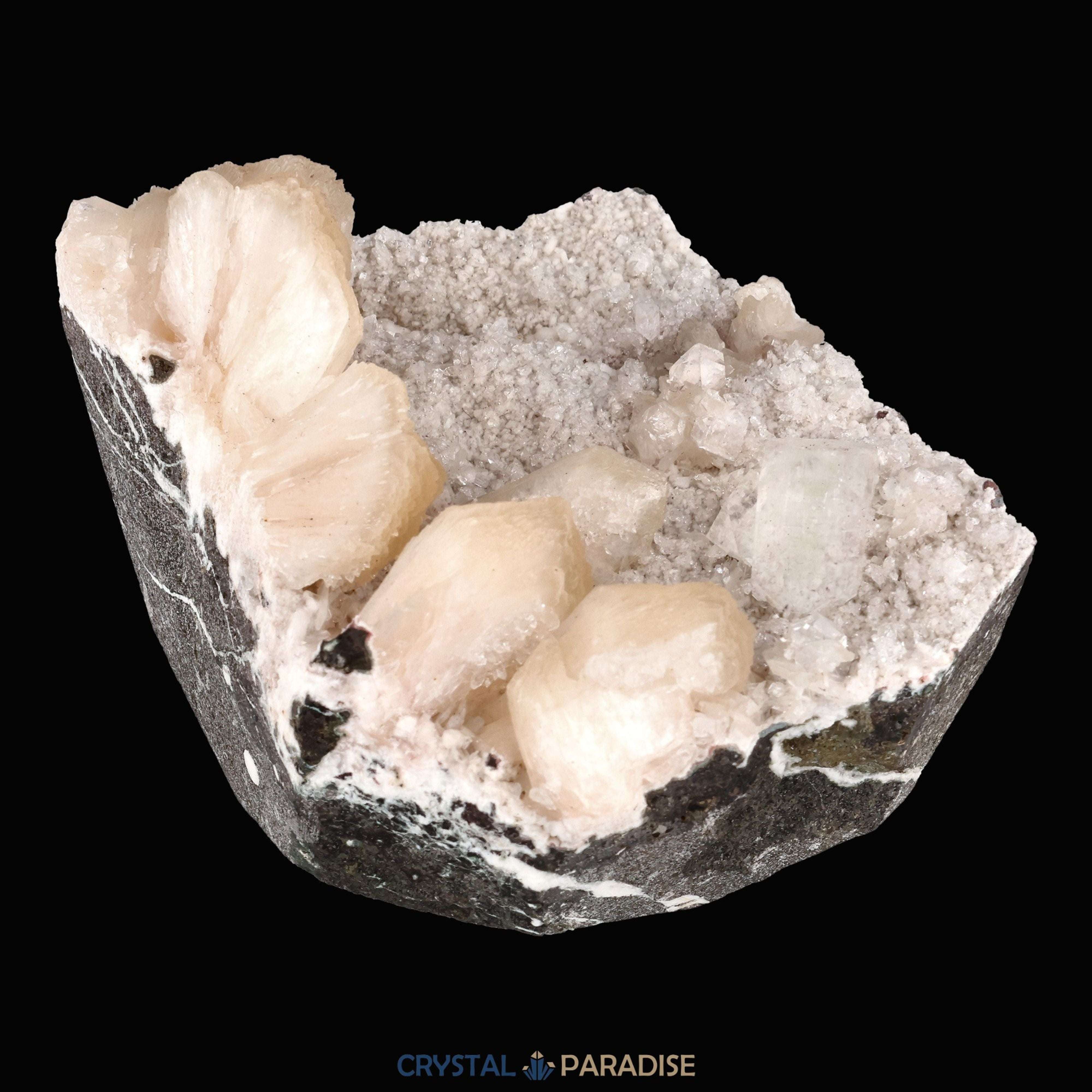 Apophyllit Stilbit Cluster aus Indien (517g) - crystal paradise