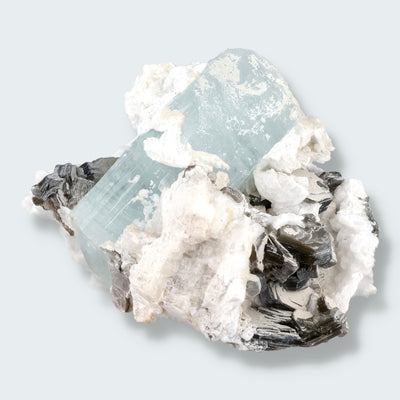Aquamarin Kristall auf Feldspat aus Pakistan (30g)