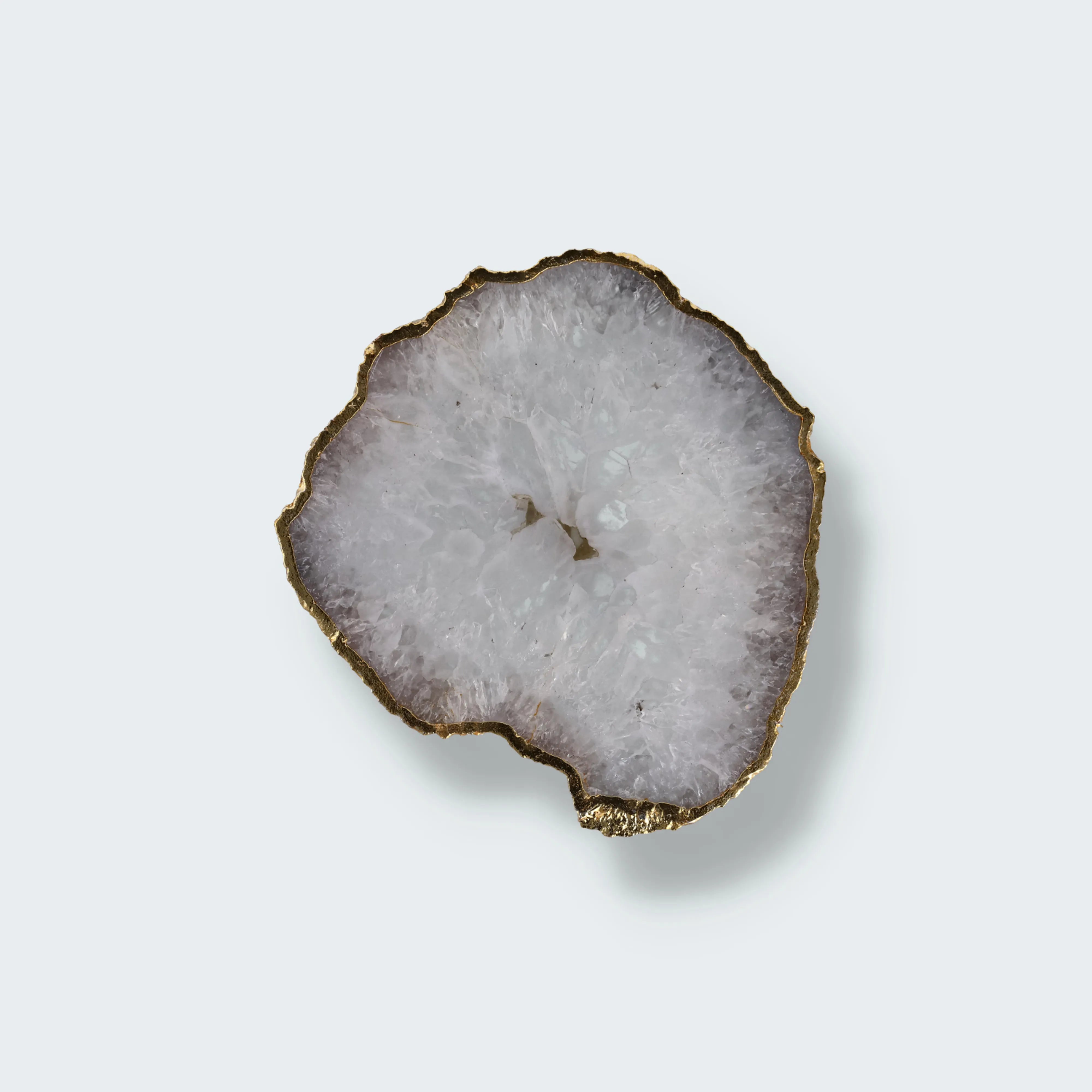 Salz-Achatscheibe weiß mit Goldrand
