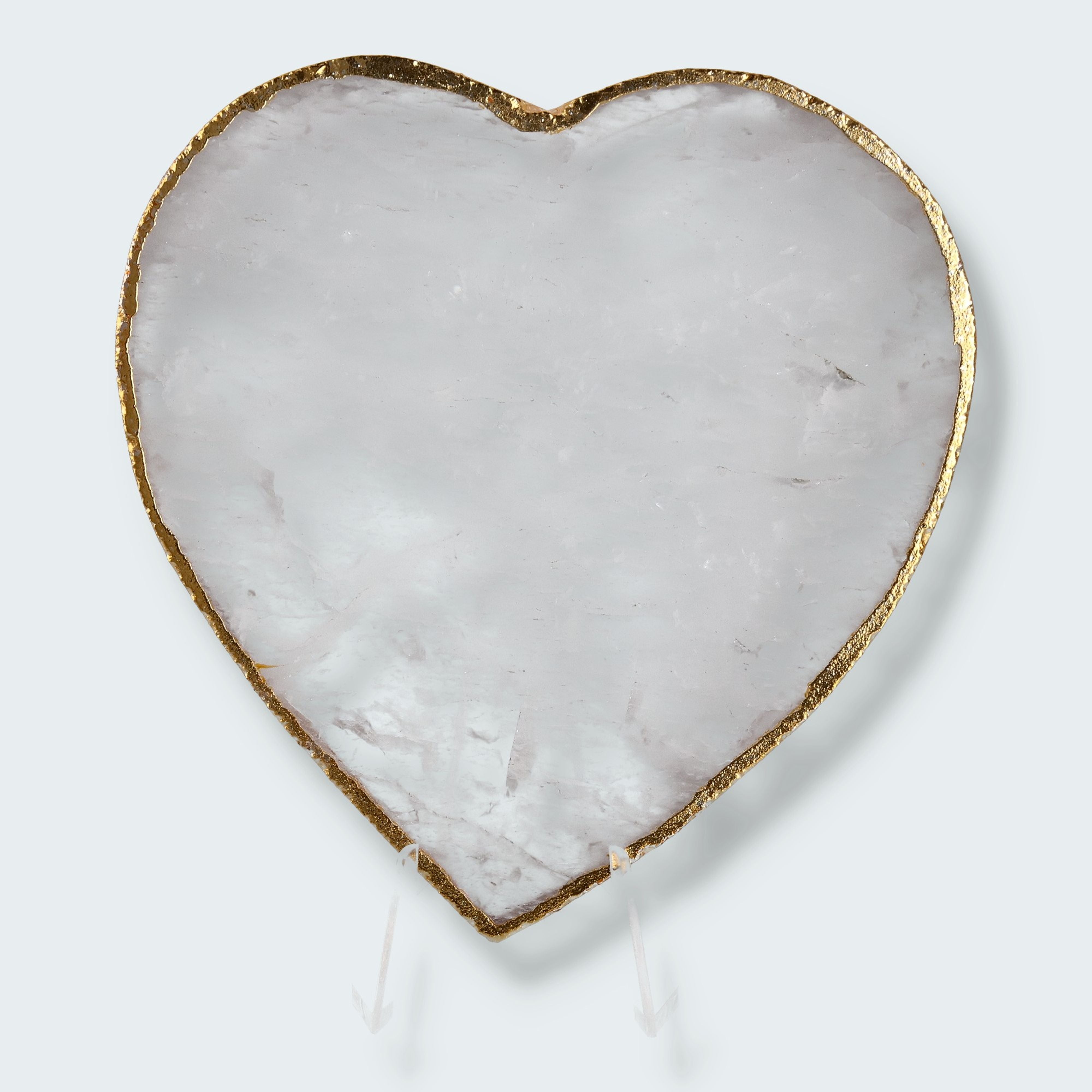 Bergkristall-Scheibe mit Goldrand in Herzform