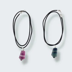 Regenbogen Fluorit Pendelanhänger mit Kette