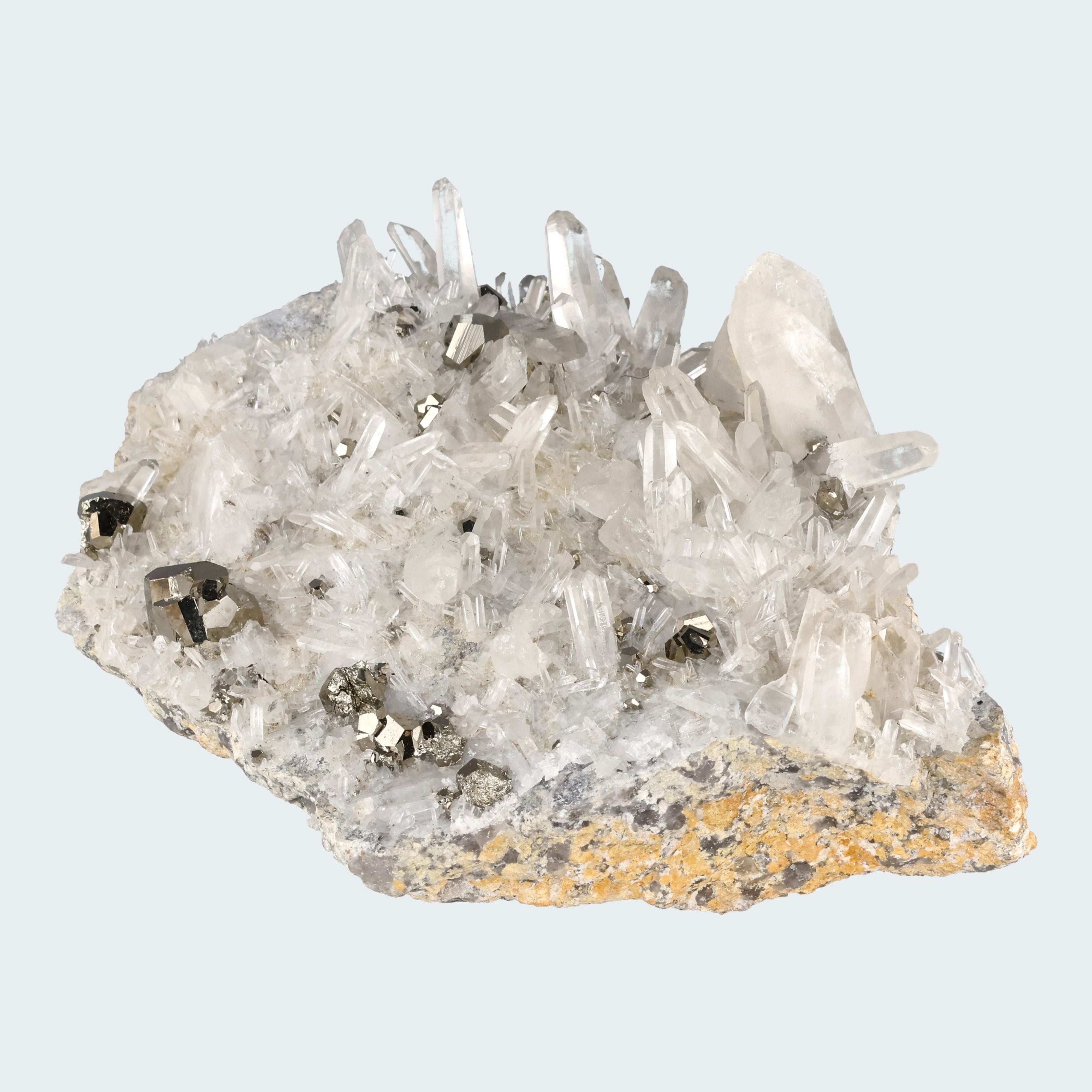 Pyrit an Bergkristall aus Indonesien (2084g) - Grossstufe - Schöne grosse Kristallspitzen und Cubes - crystal paradise