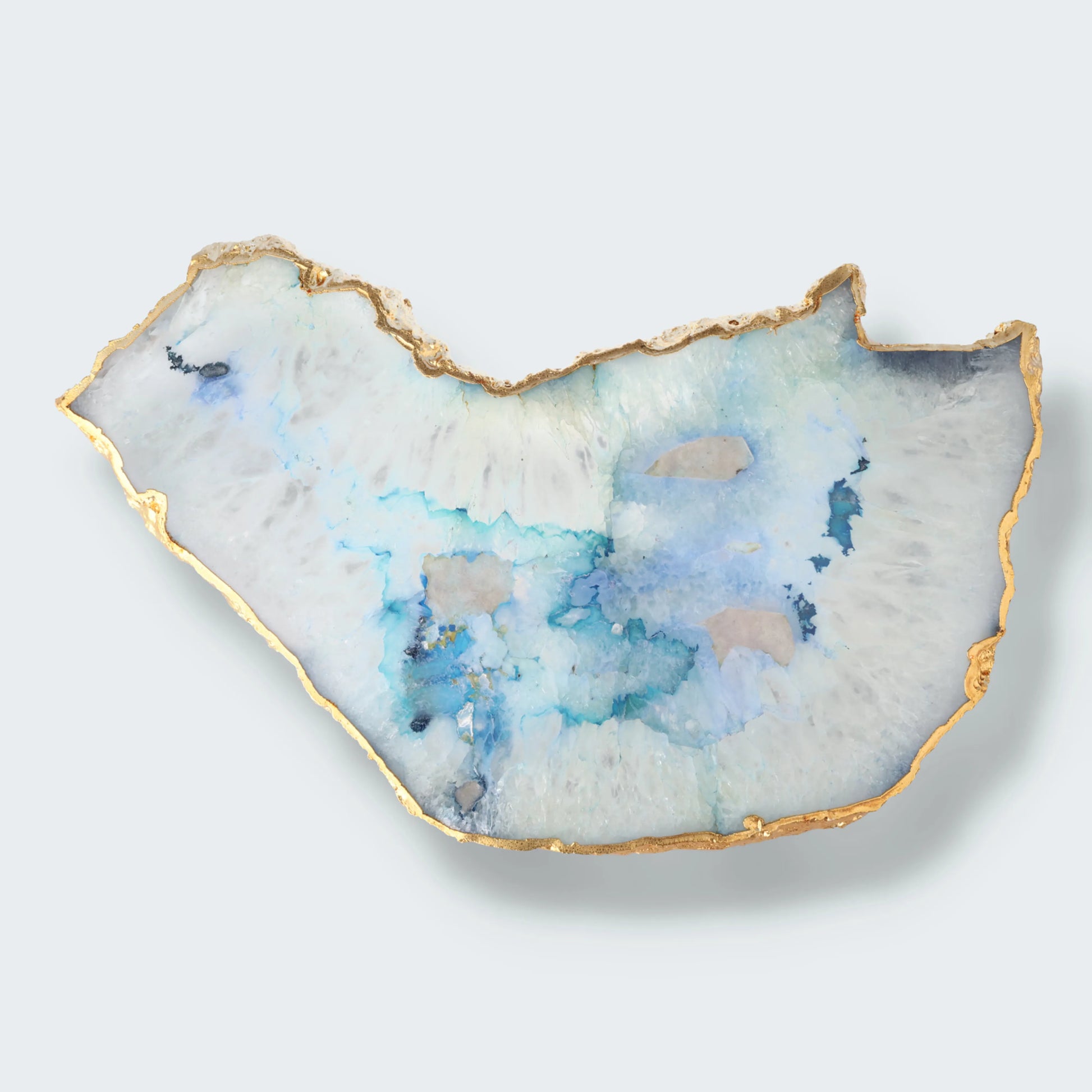 Achatscheibe blau-weiss mit Goldrand - ca. 32 cm Durchmesser (1354g)