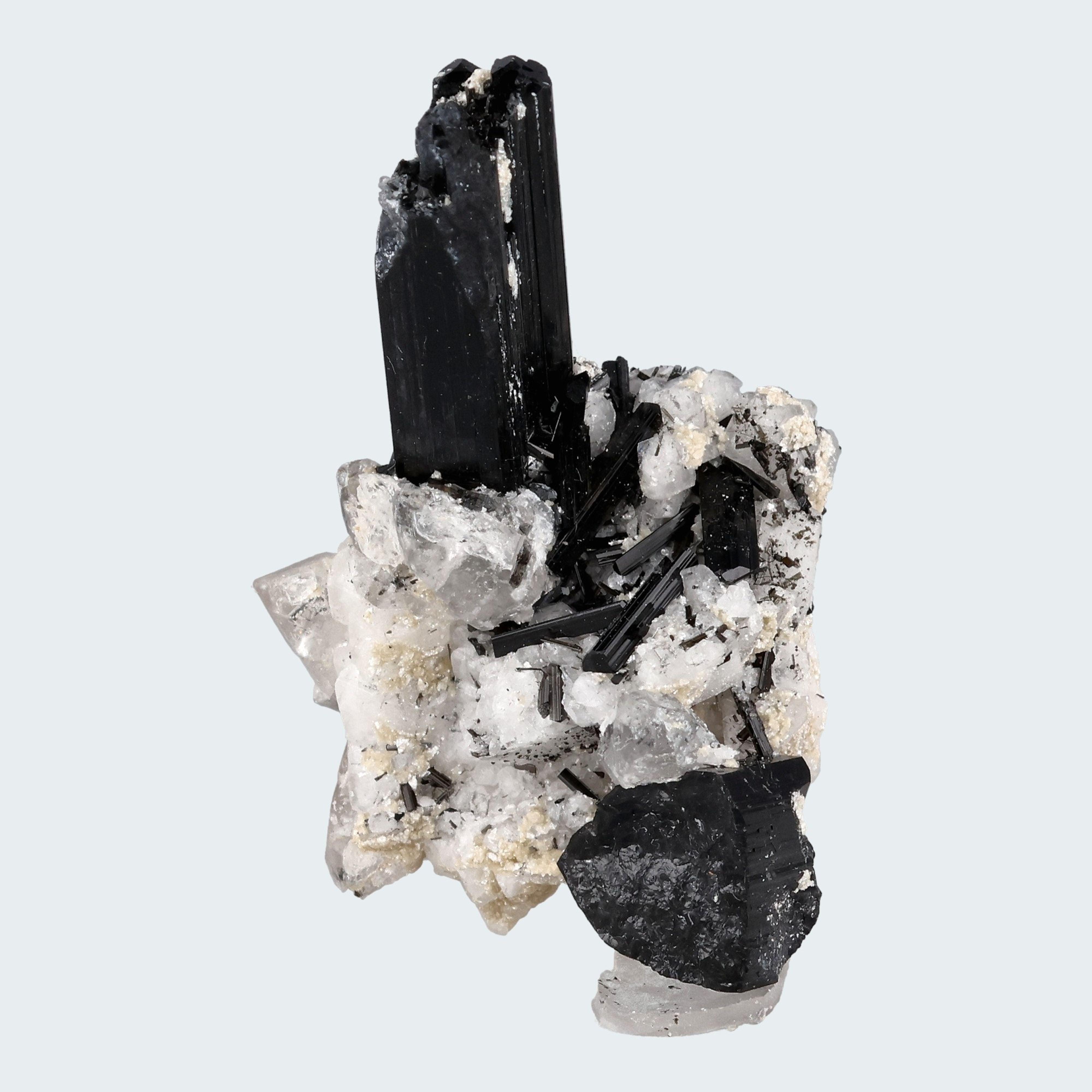 Schwarzer Schörl Turmalin an Himalaya Bergkristall (16g) - crystal paradise