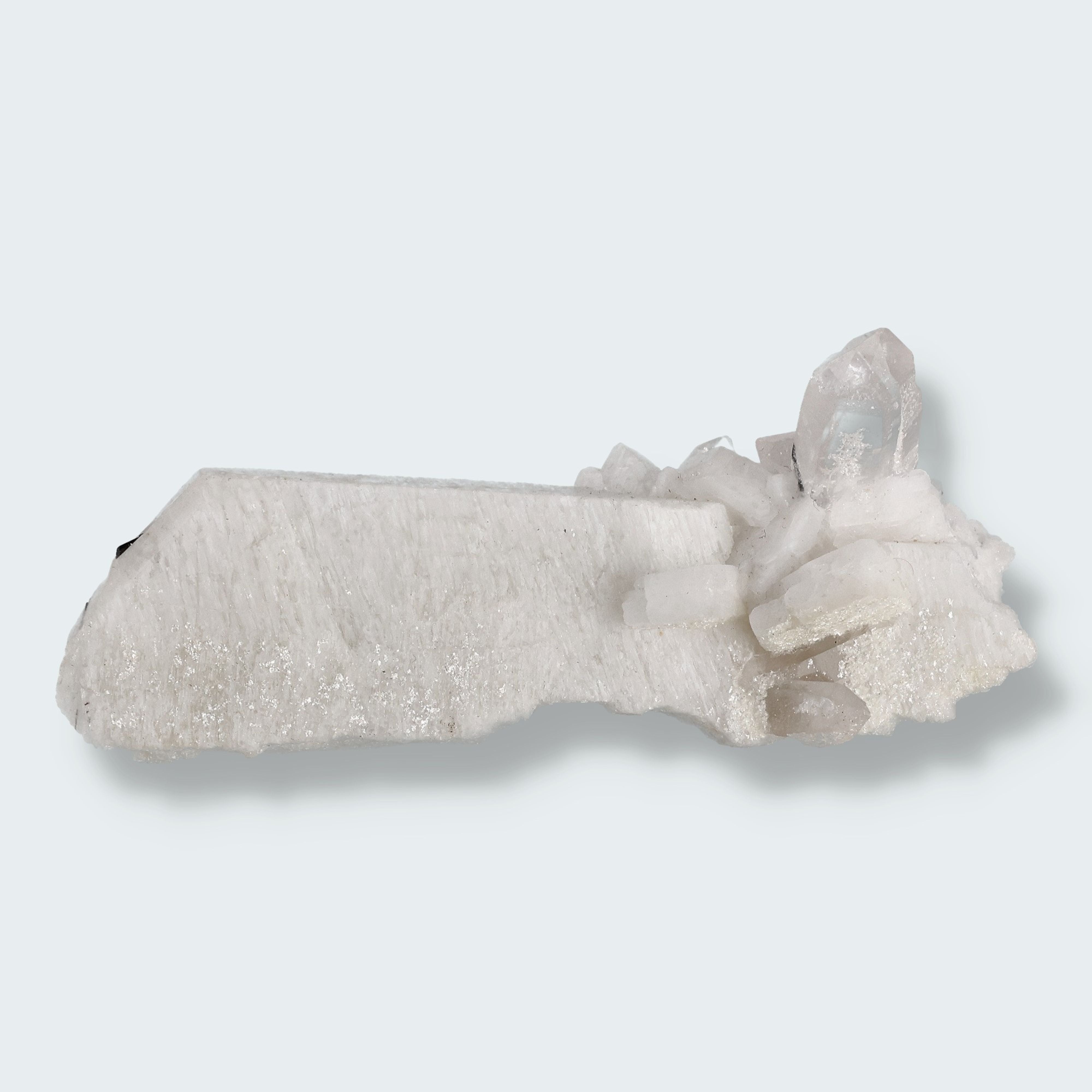 Schwarzer Schörl Turmalin an Himalaya Bergkristall (46g)