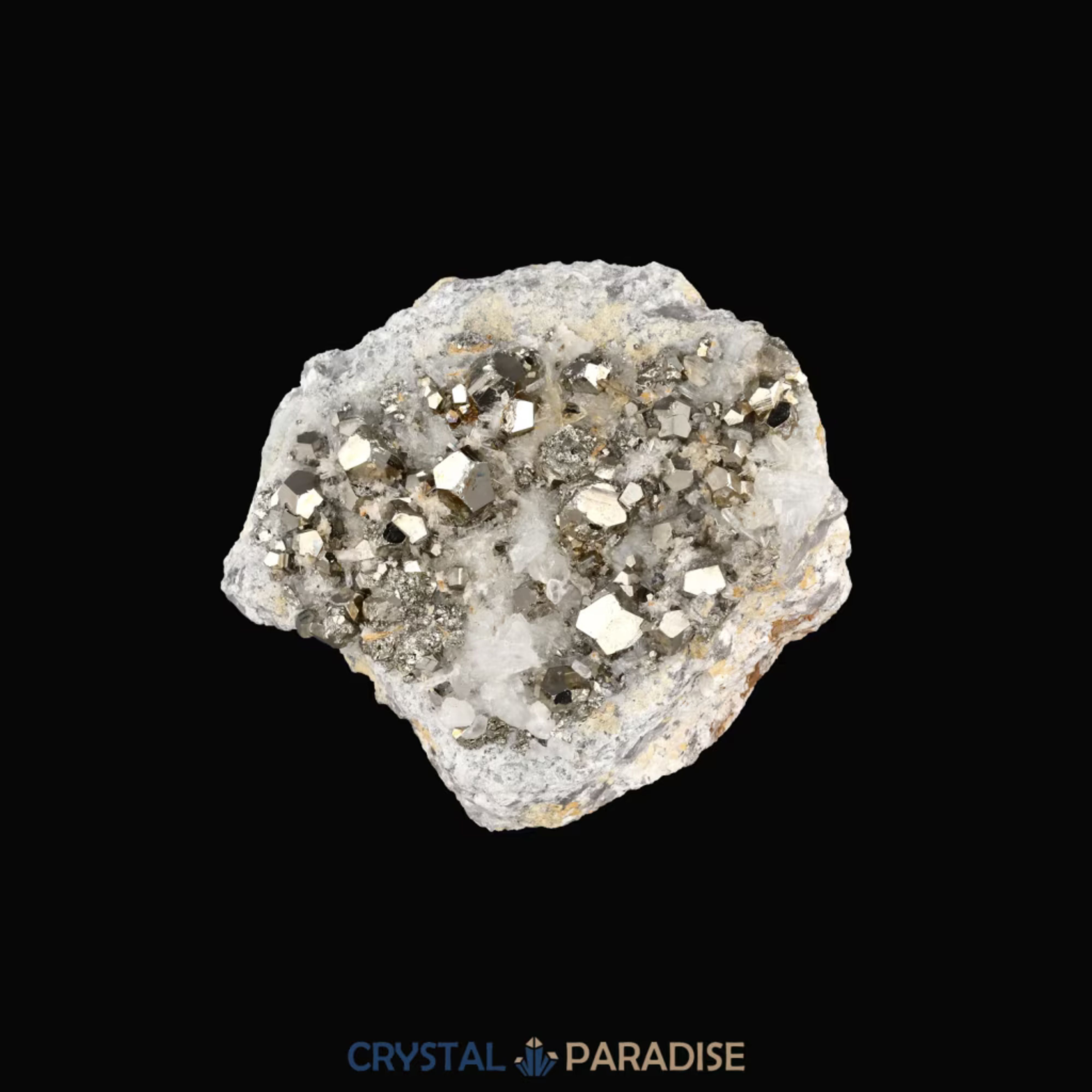 Pyrit an Bergkristall aus Indonesien (365g) - crystal paradise