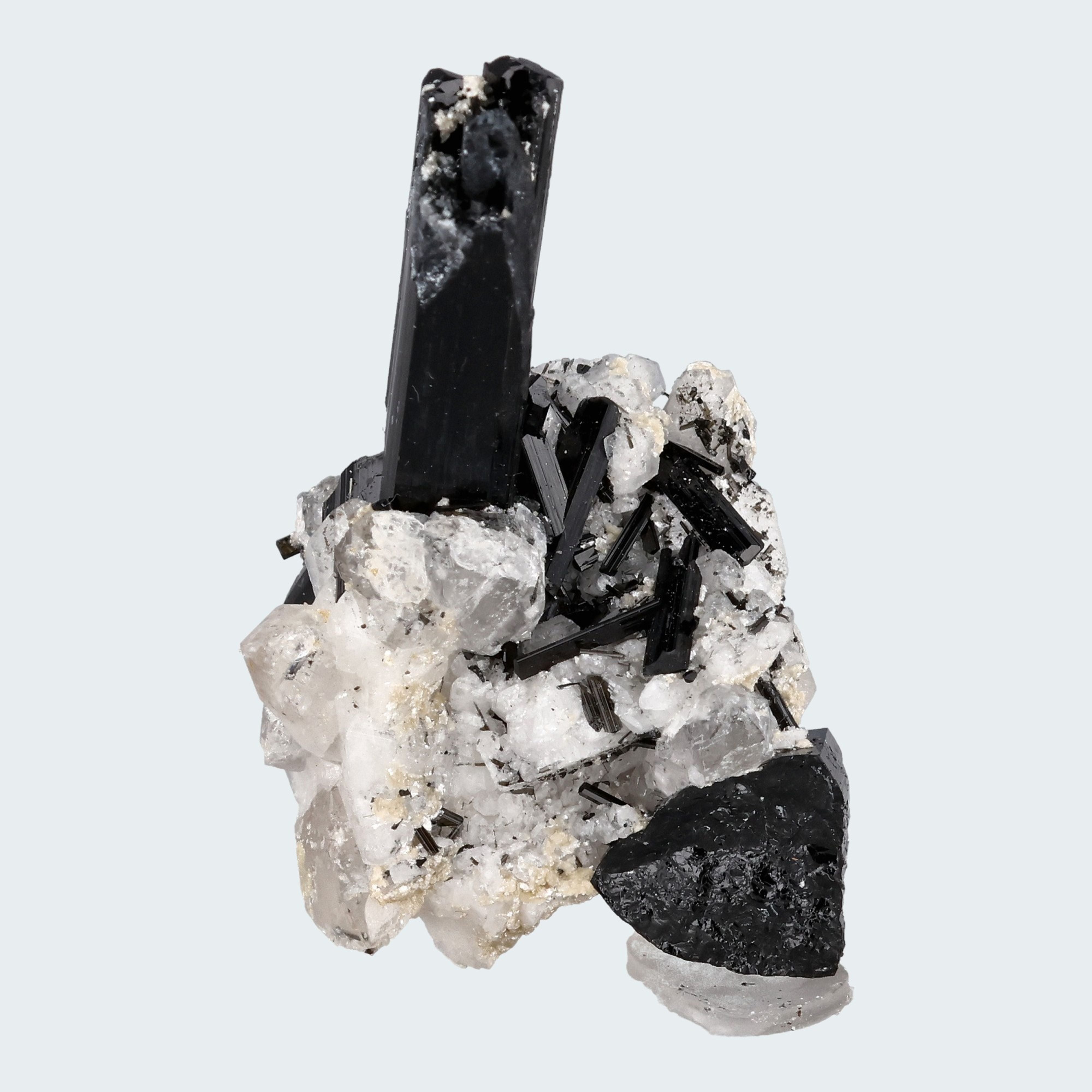 Schwarzer Schörl Turmalin an Himalaya Bergkristall (16g) - crystal paradise