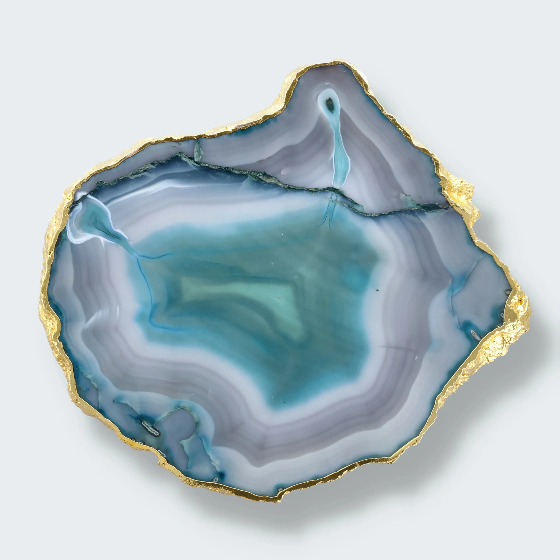 Achatscheibe grün-weiss mit Goldrand - ca. 24,5 cm Durchmesser (1040g)