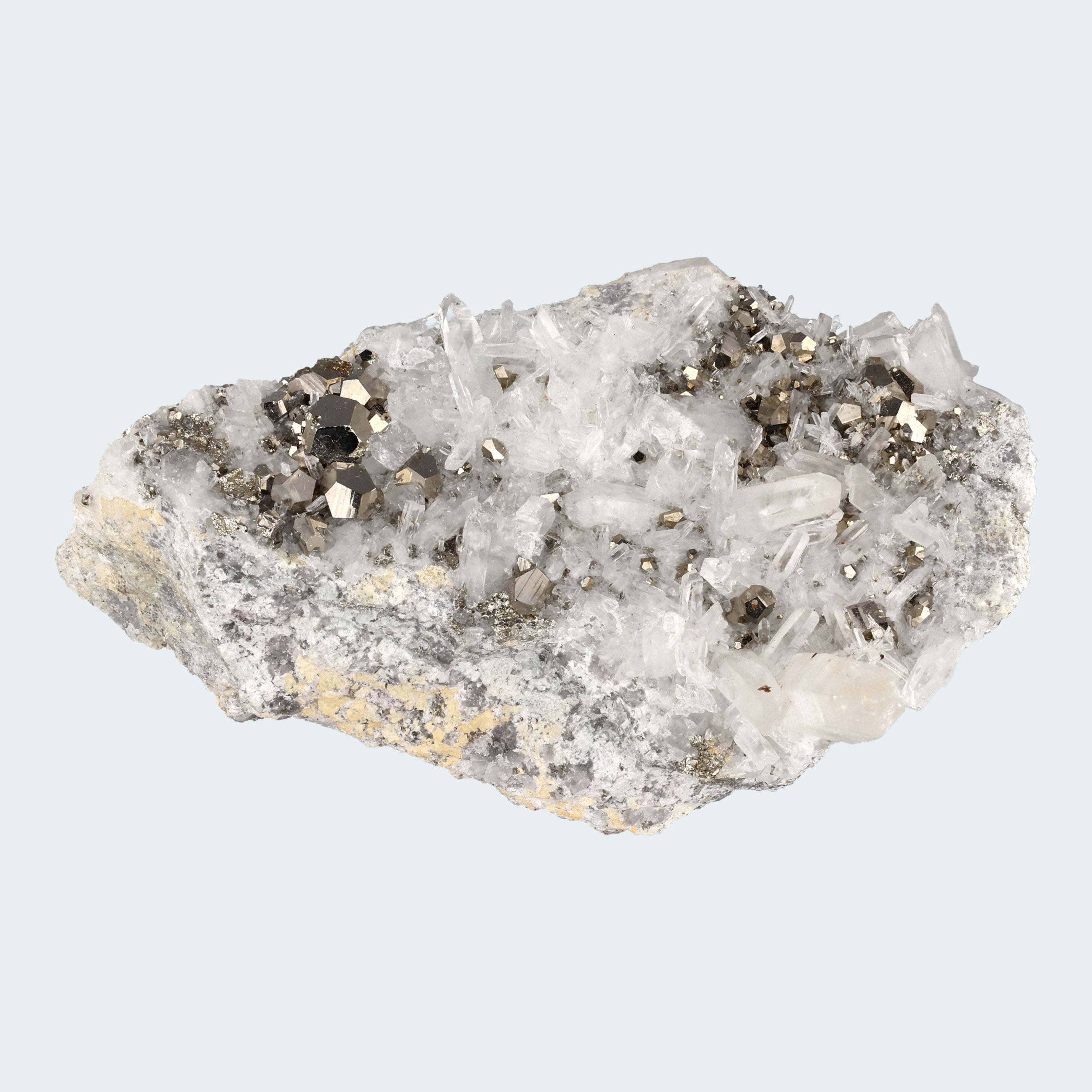 Pyrit an Bergkristall aus Indonesien (747g) - crystal paradise