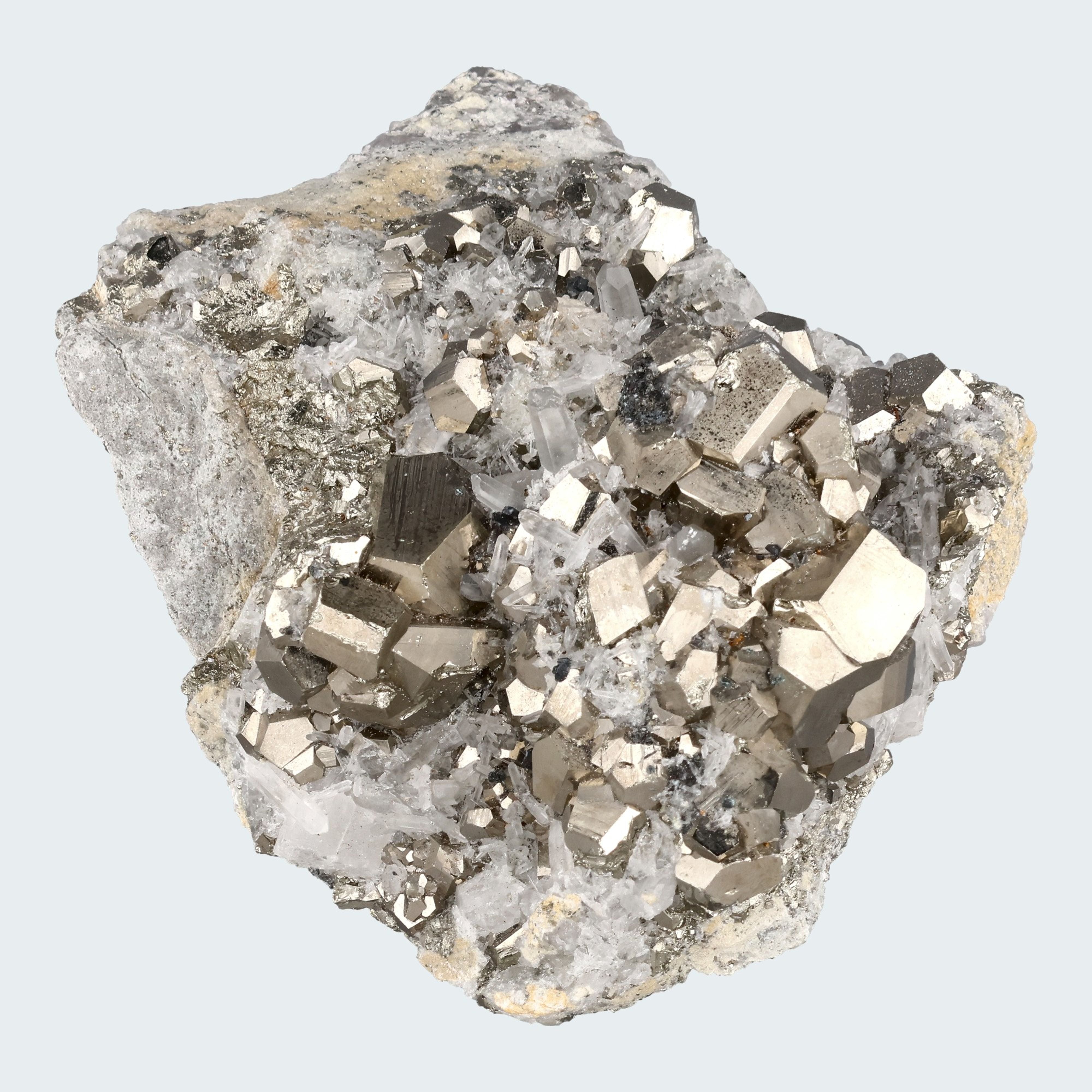 Pyrit an Bergkristall aus Indonesien (727g) - crystal paradise