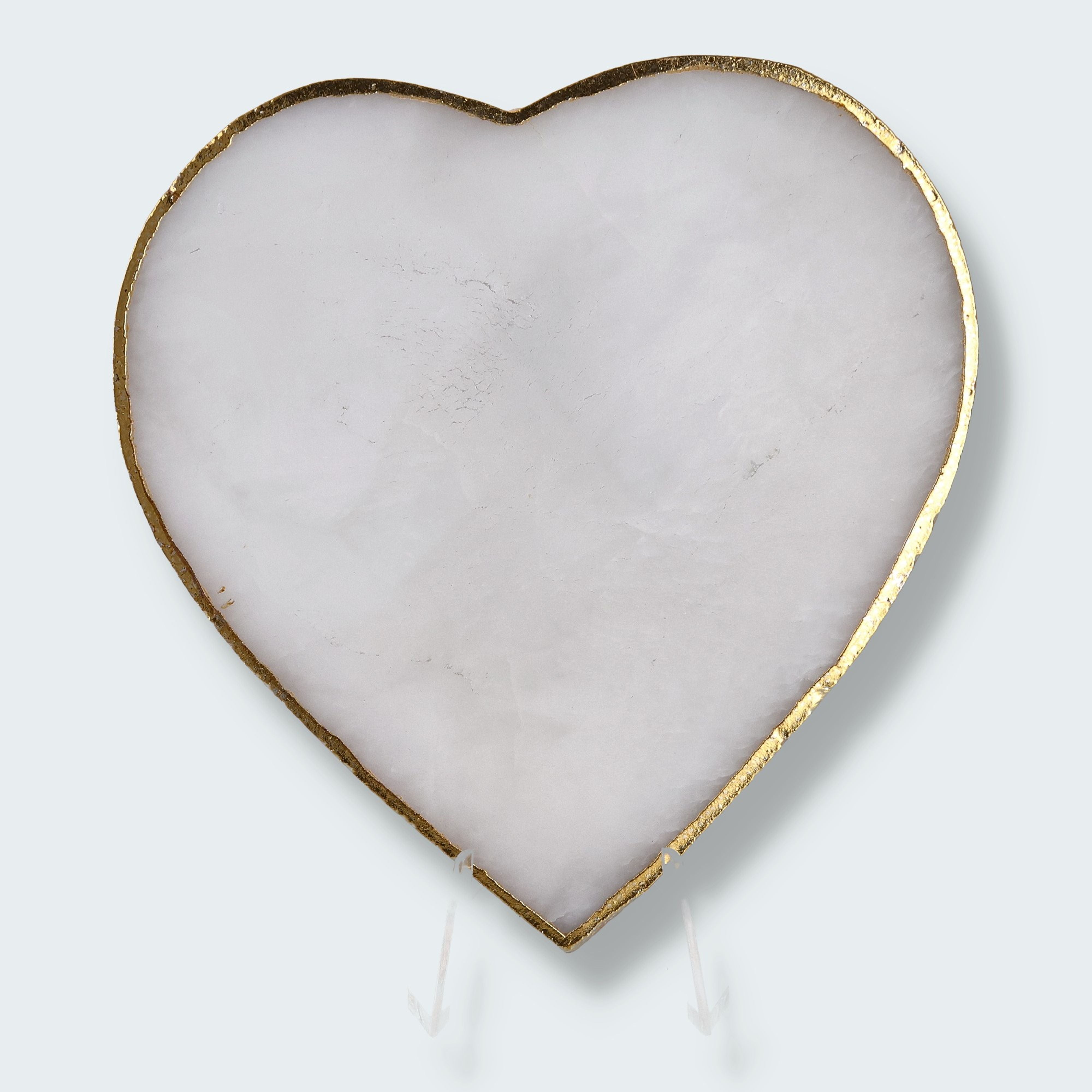 Achat-Scheibe mit Goldrand in Herzform