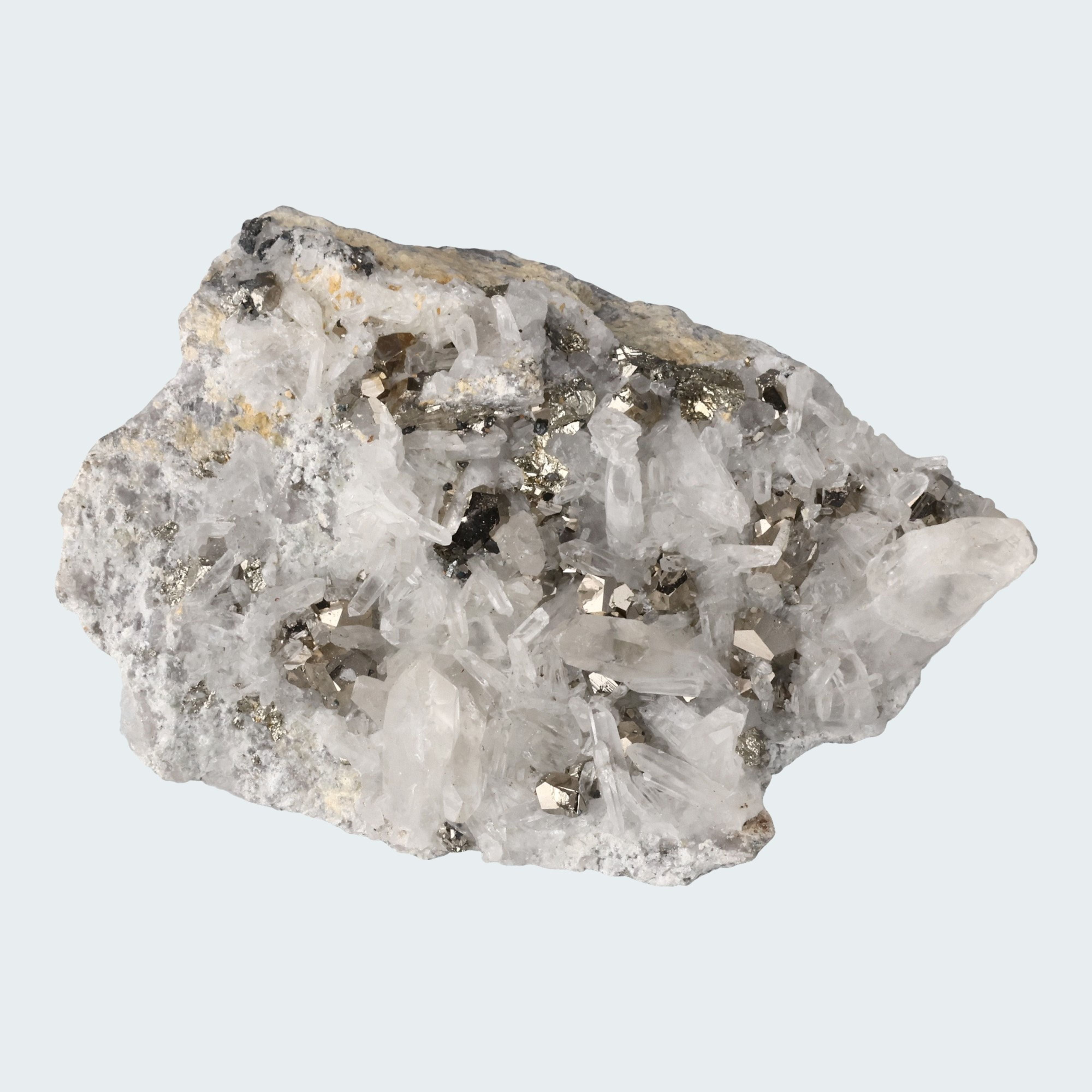 Pyrit an Bergkristall aus Indonesien (587g)
