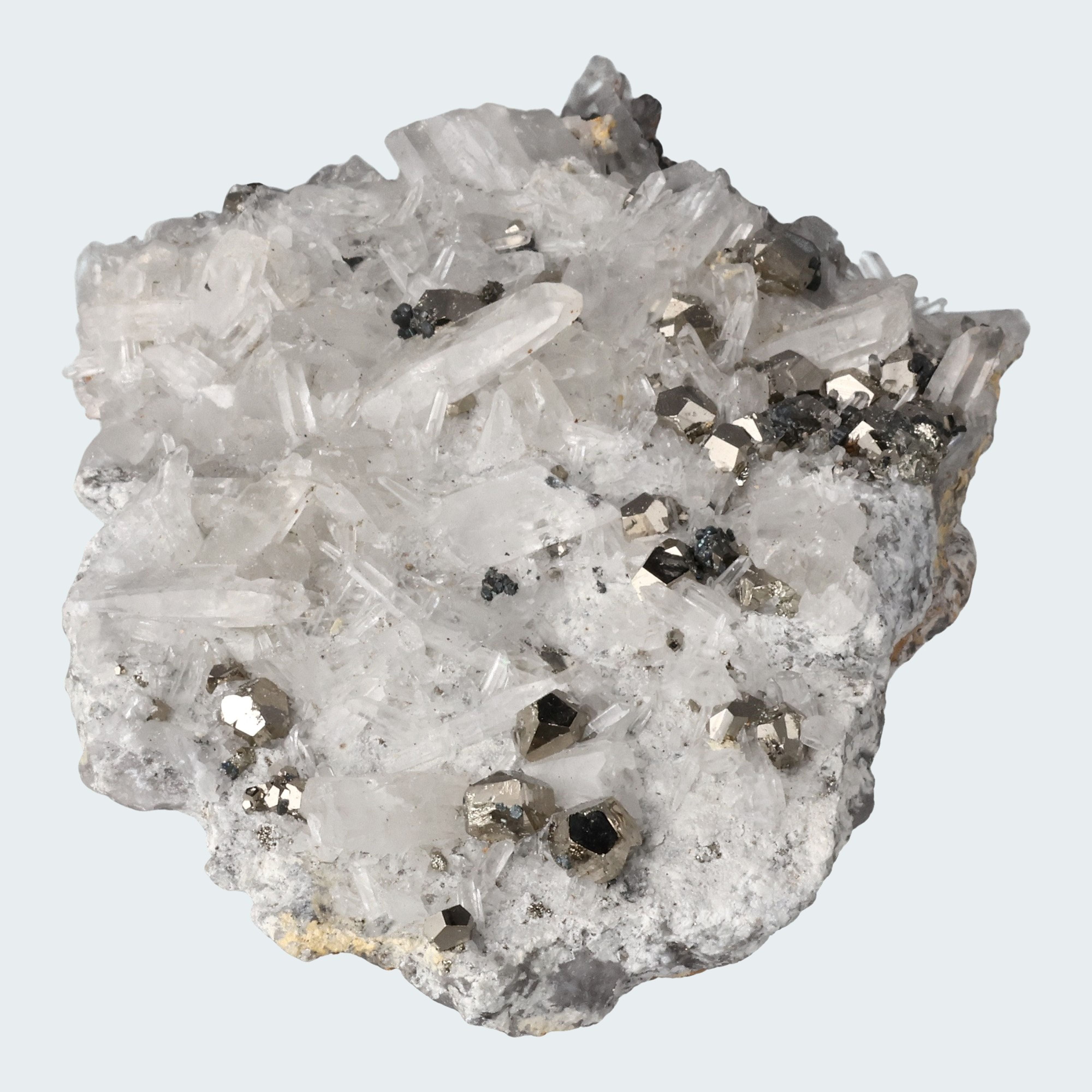 Pyrit an Bergkristall aus Indonesien (664g)